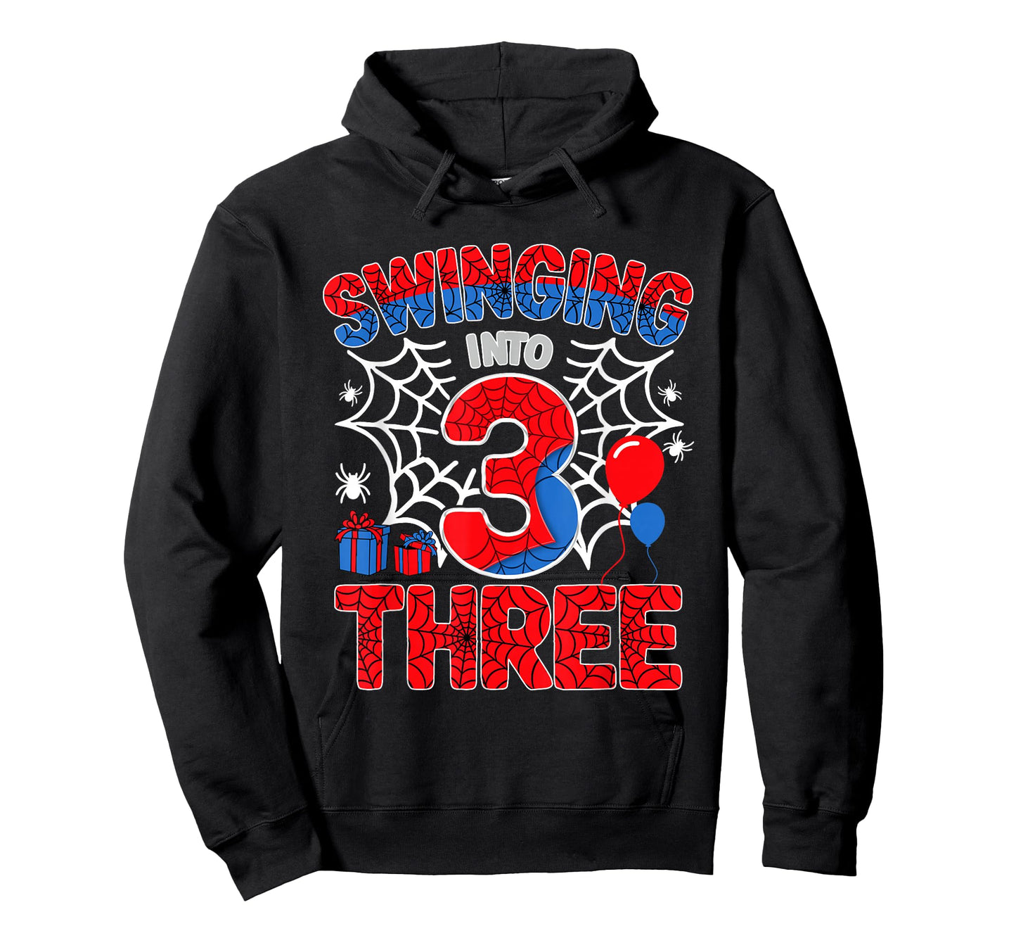 Swinging Into 3 Year Old Boy Funny 3rd Spider Birthday Party T-Shirt