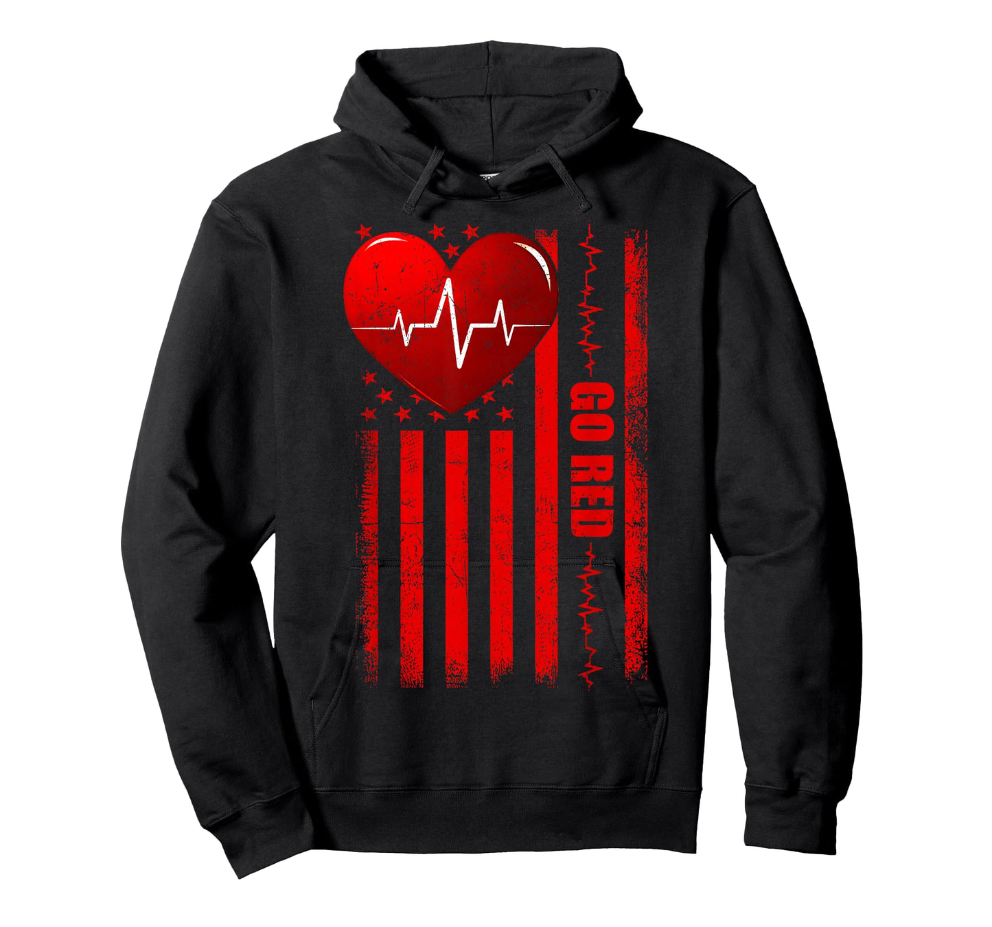 Go Red USA Flag American Heart Disease Awareness Men Women T-Shirt