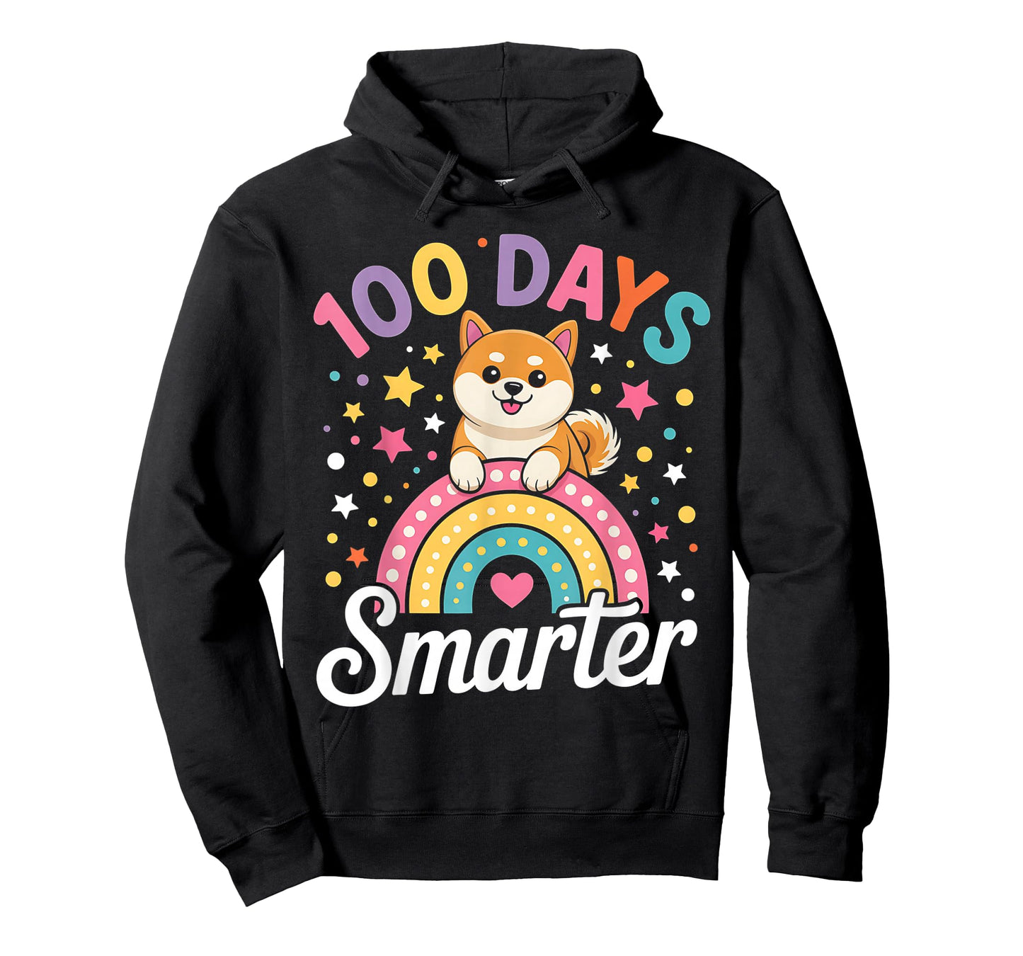 100 Days Smarter Shiba Inu Dog Rainbow 100th Day of School T-Shirt