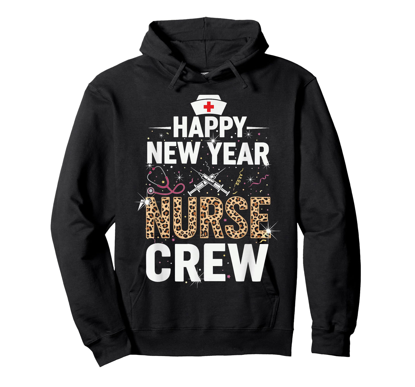 Happy New Year Nurse Leopard Print Stethoscope NYE 2026 T-Shirt