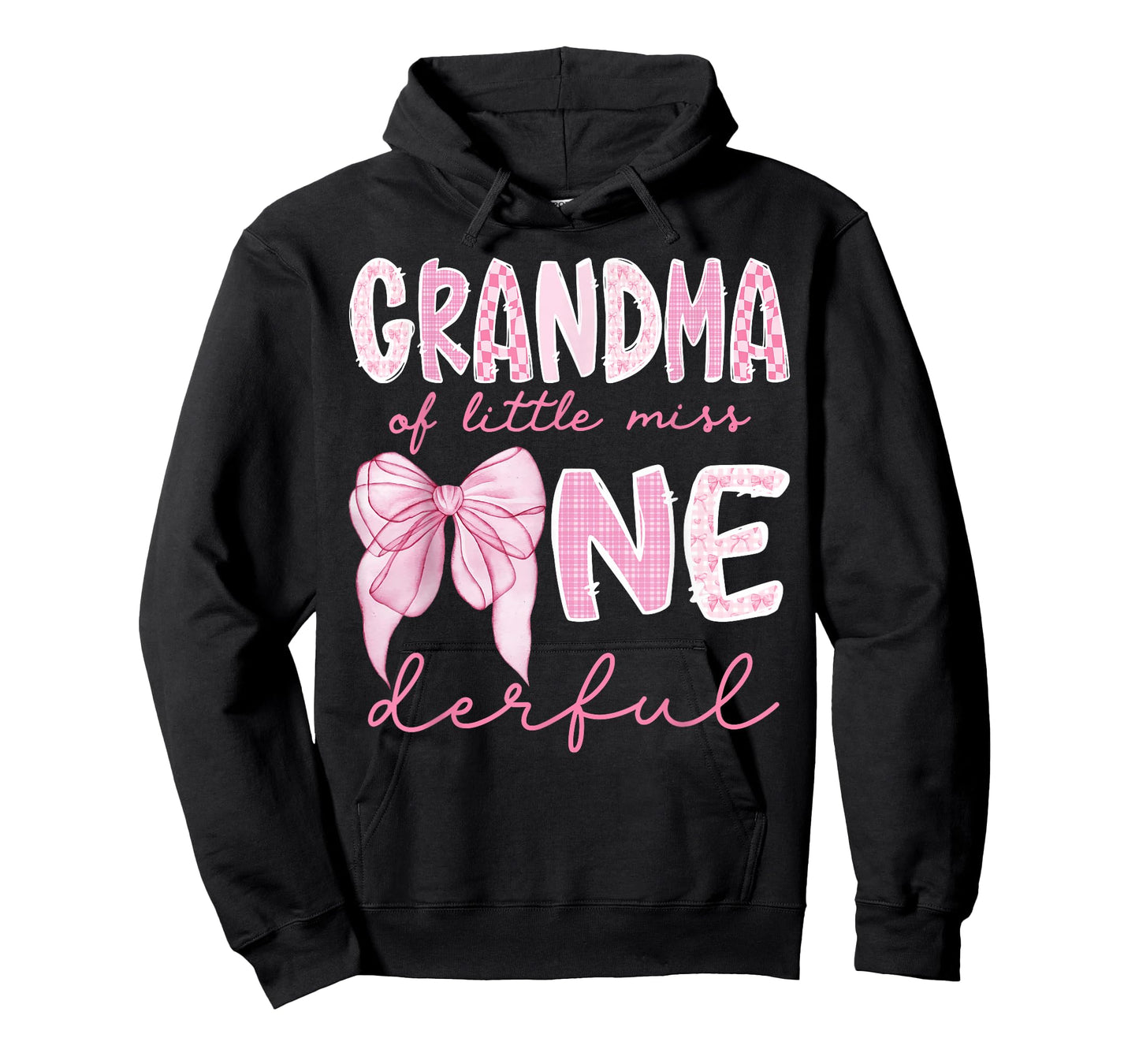Grandma of Little Miss Onederful First Birthday Girl Bow T-Shirt