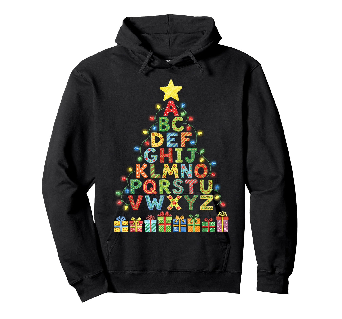 Funny Alphabet Christmas Tree Graphic ABC A-Z Teacher T-Shirt