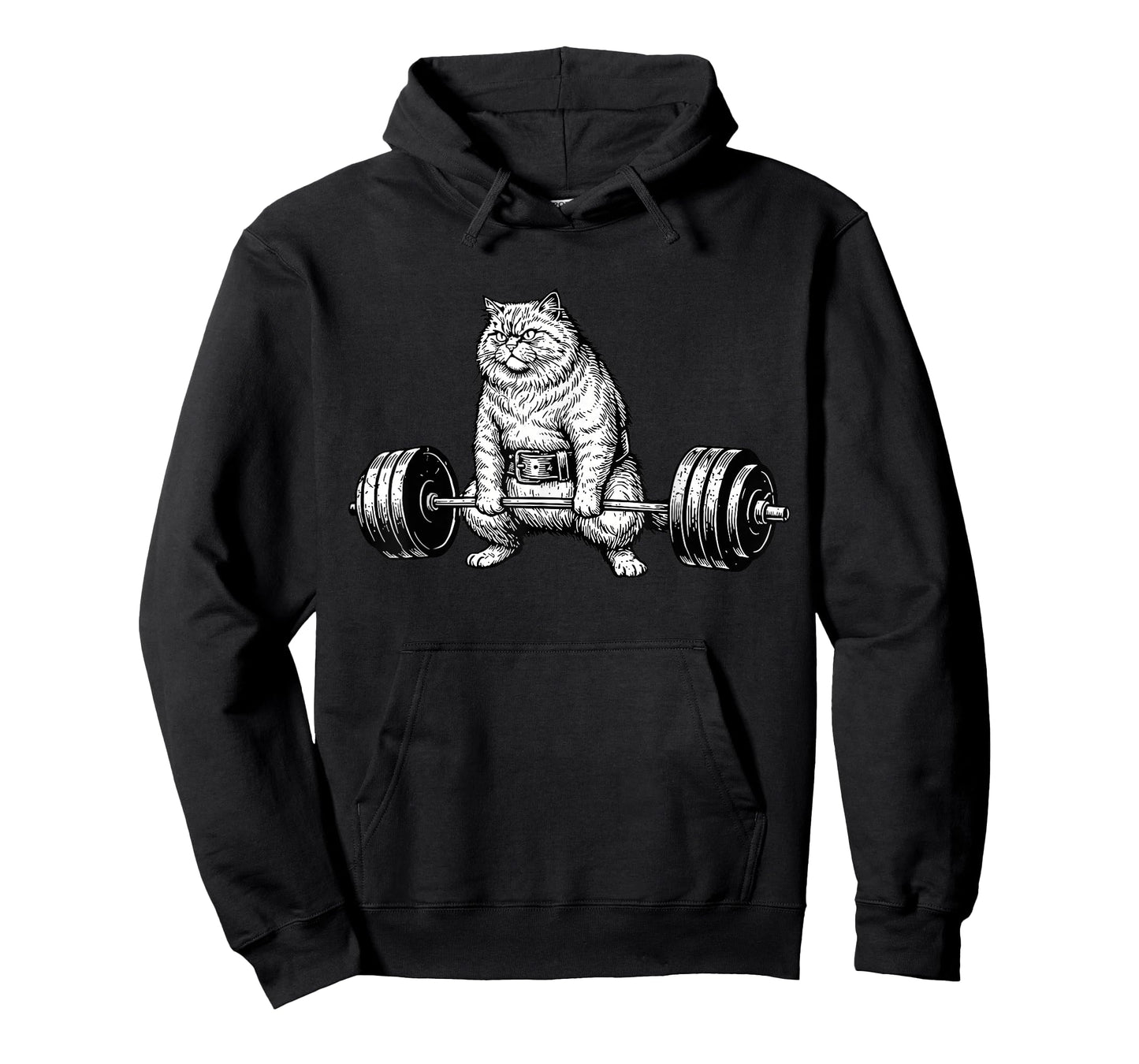 Retro Cat Deadlift Powerlifting Funny Gym Weight Lifting T-Shirt