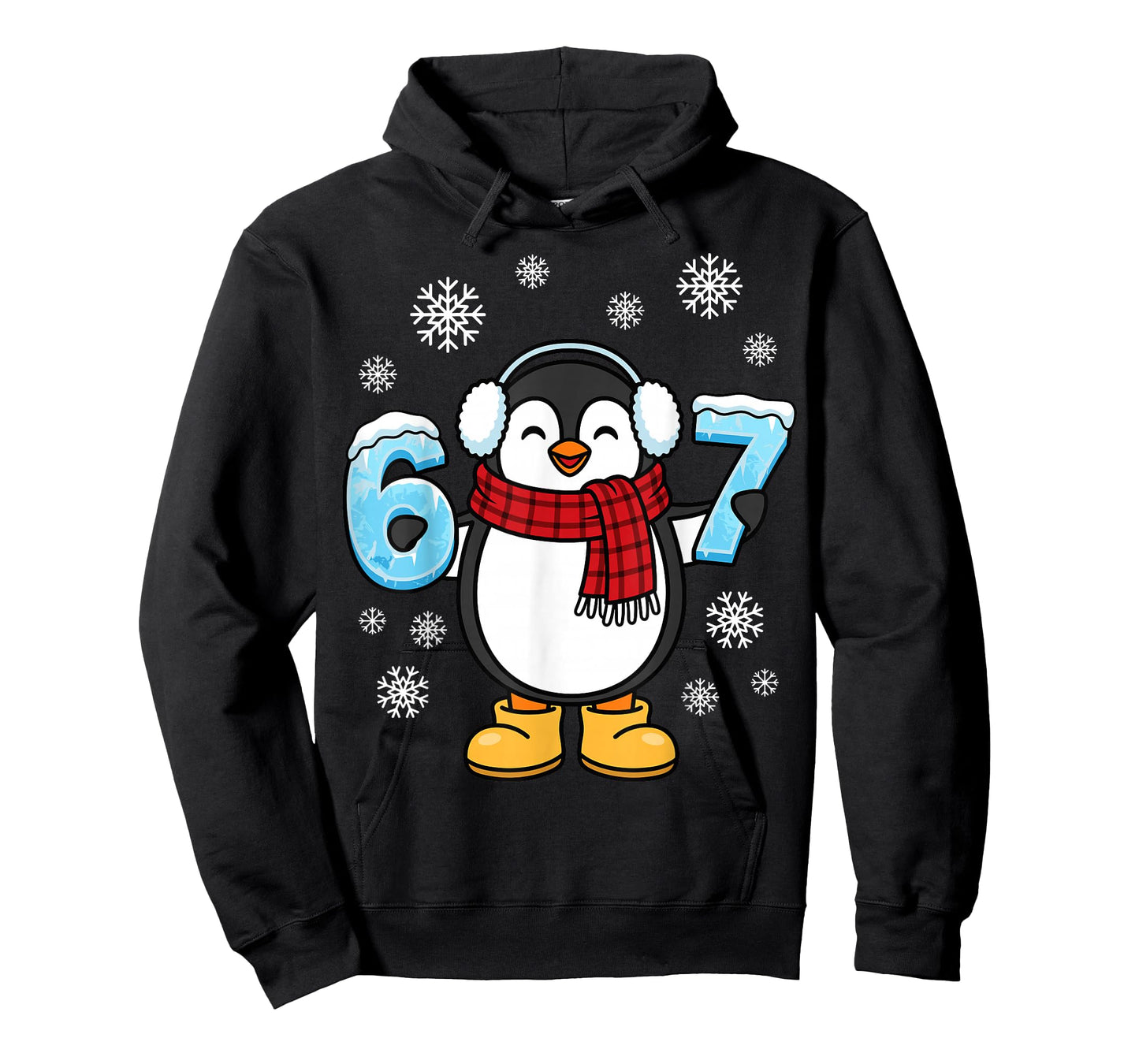 Cute Penguin Ice Number 67 Winter Scarf Earmuffs T-Shirt