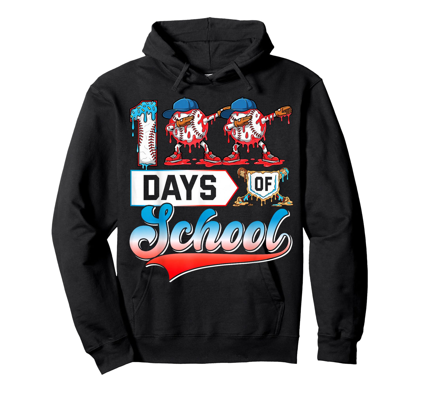 100 Days of School Boys Baseball Drip 100th Day Dabbing Ball T-Shirt