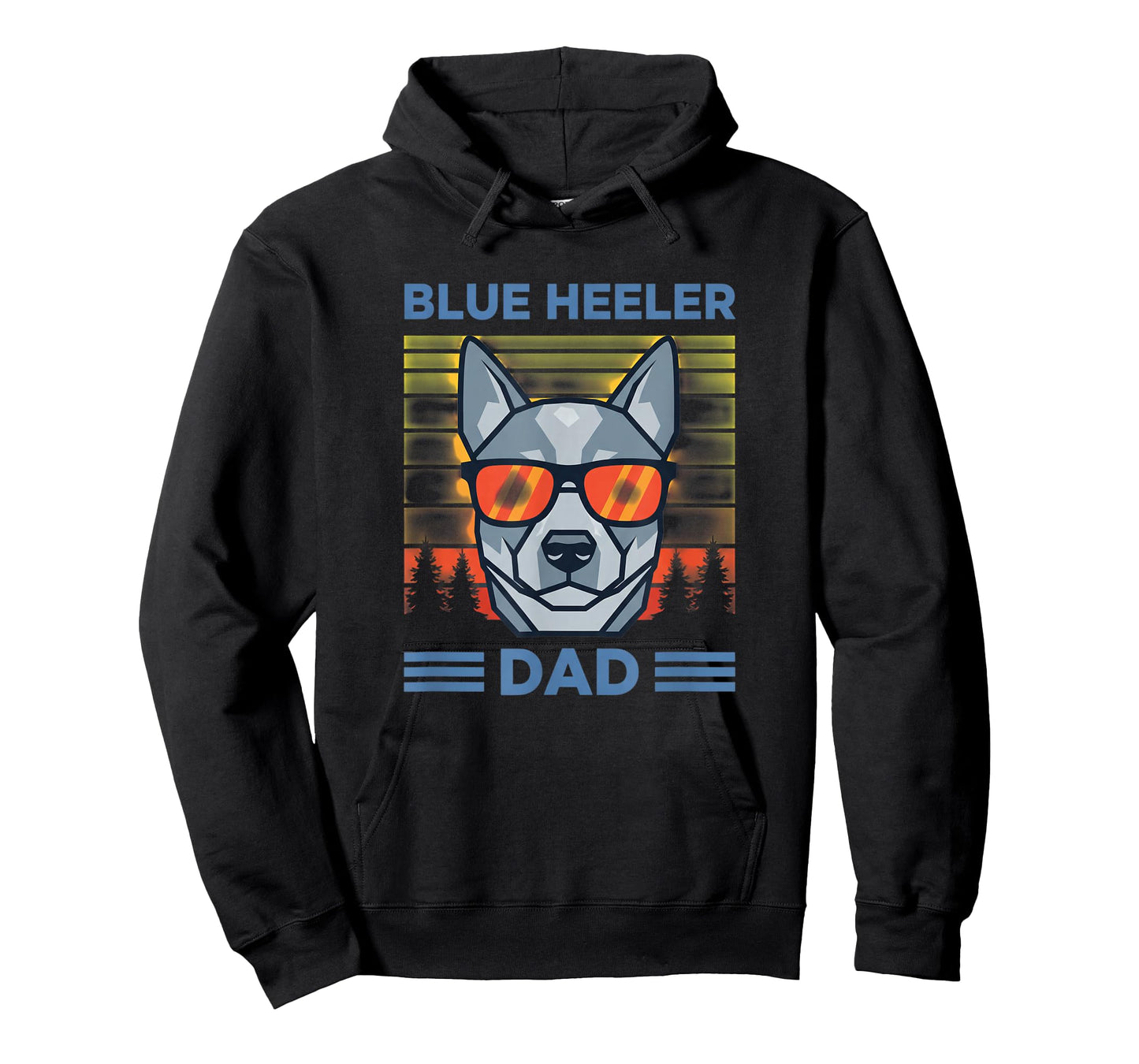 Blue Heeler Dad Dog Retro Head Design T-Shirt