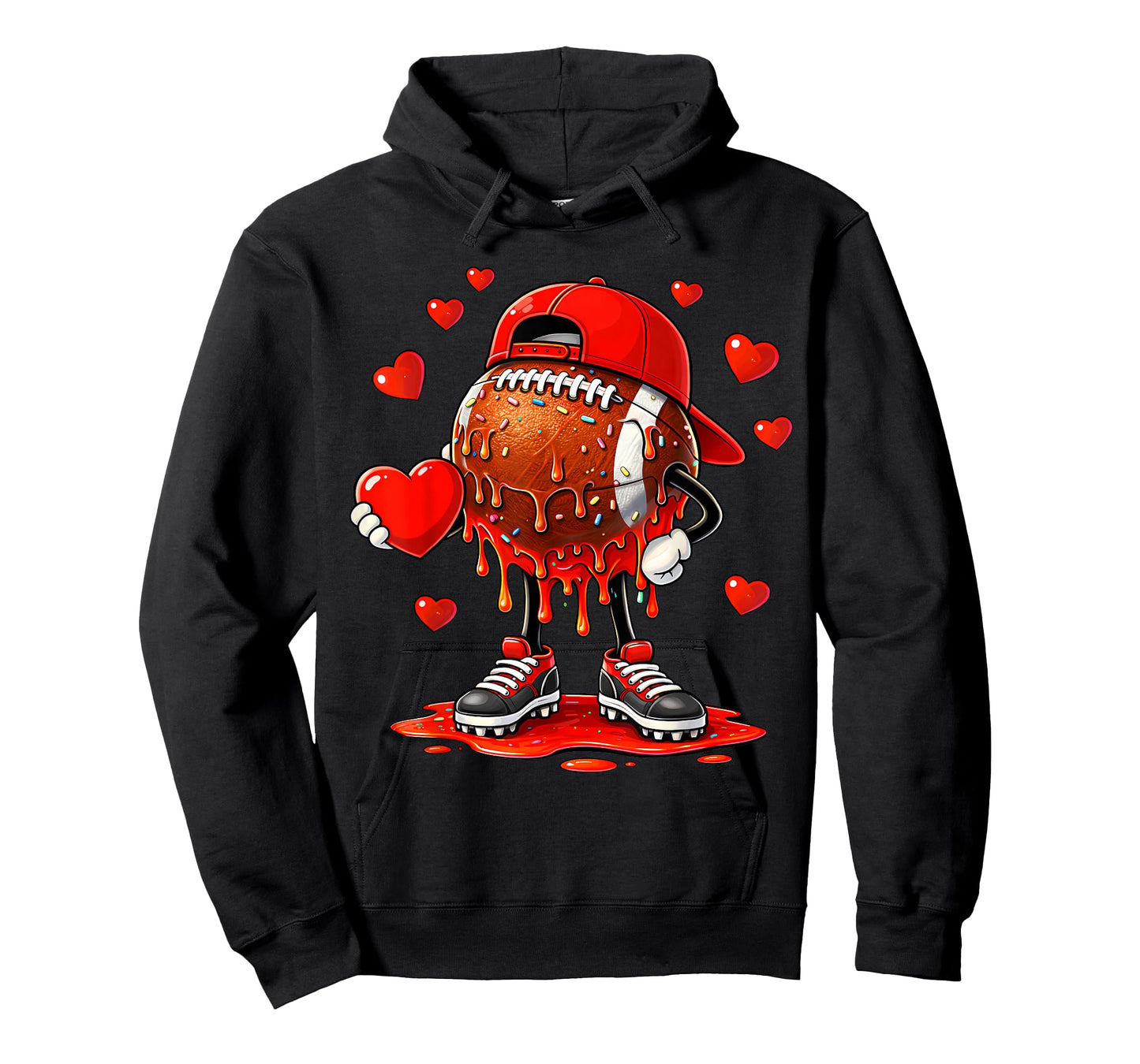 Valentine Football Heart Drip Sport Love Valentines Day Boys T-Shirt