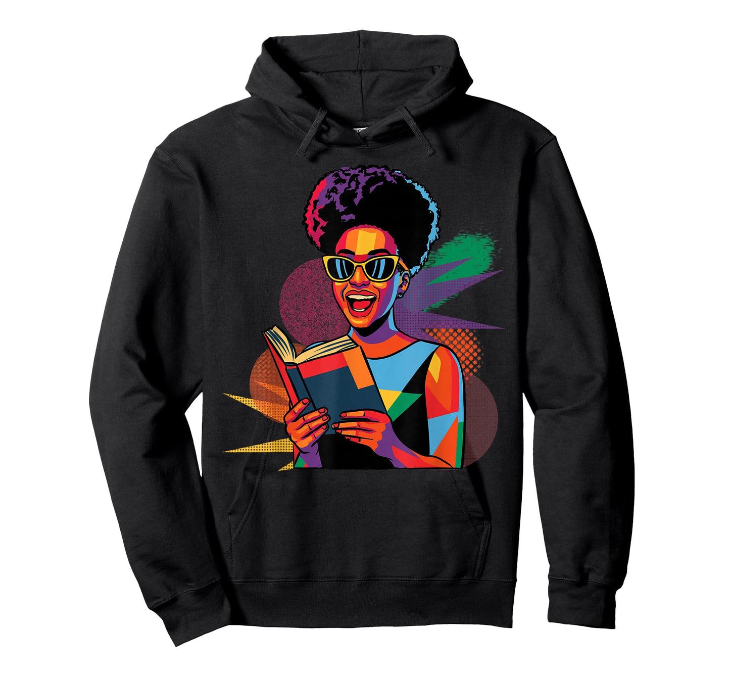 Black Woman Reading Book Lover Geometric Girl Afro History T-Shirt