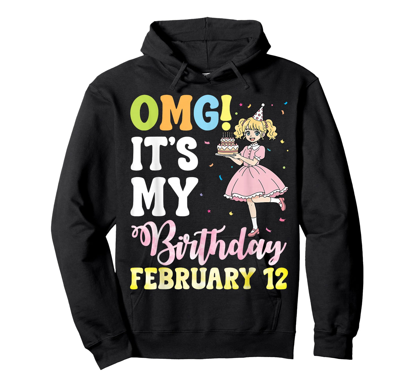 OMG It's My Birthday On February 12 Cute Girl with Presents T-Shirt