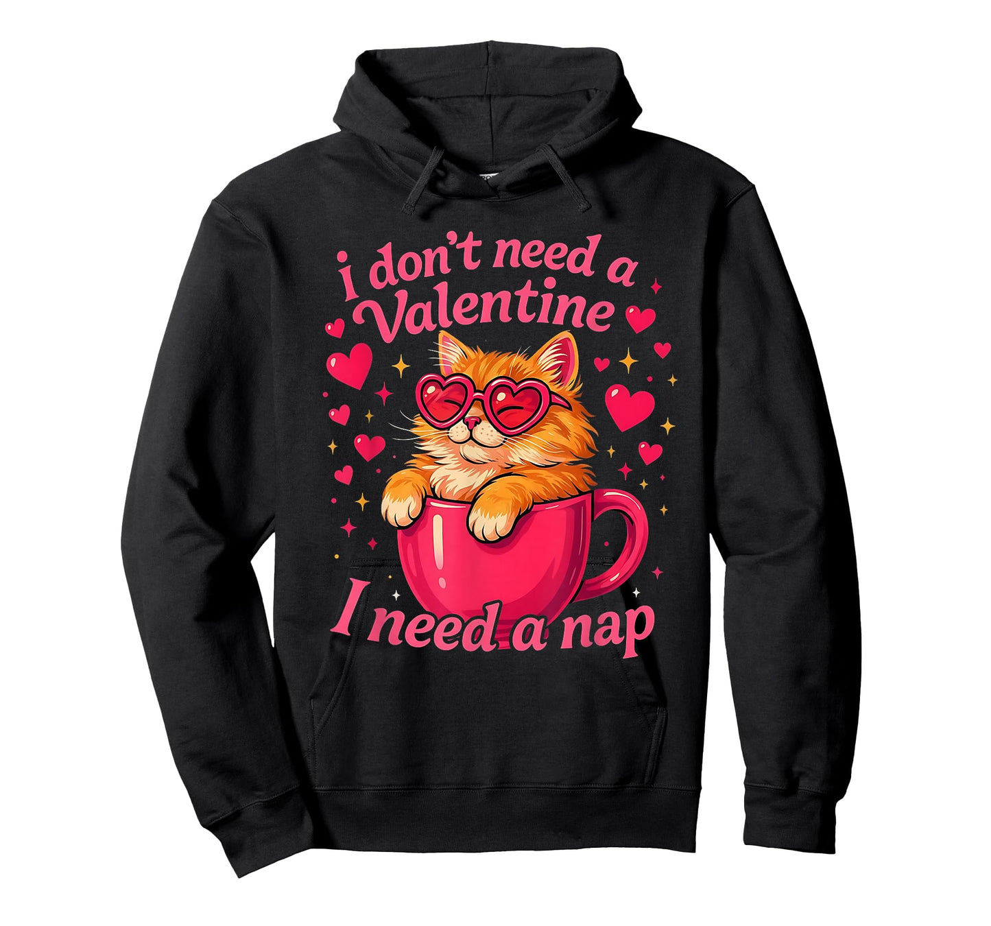 Valentine Cat Nap Funny Cozy Sleep Design T-Shirt