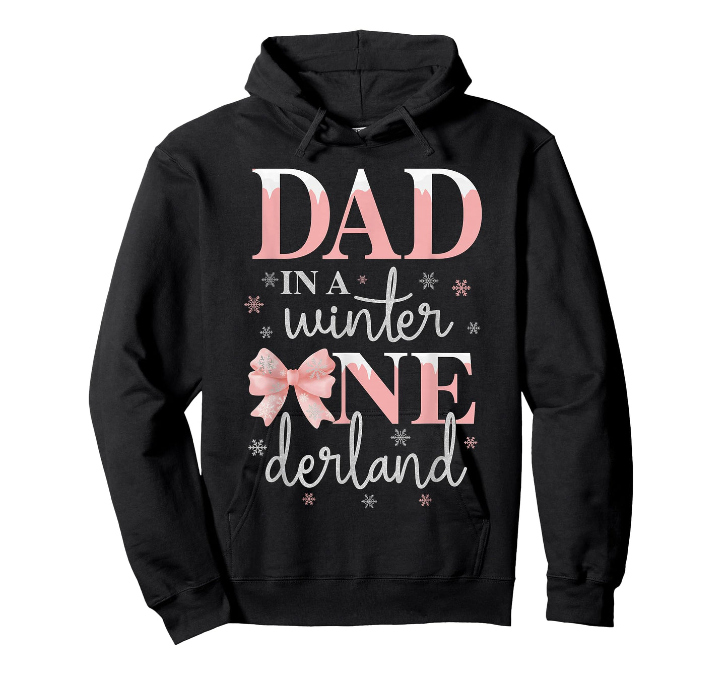 Dad in a Winter Onederland Birthday Girl Bow Snowflake T-Shirt