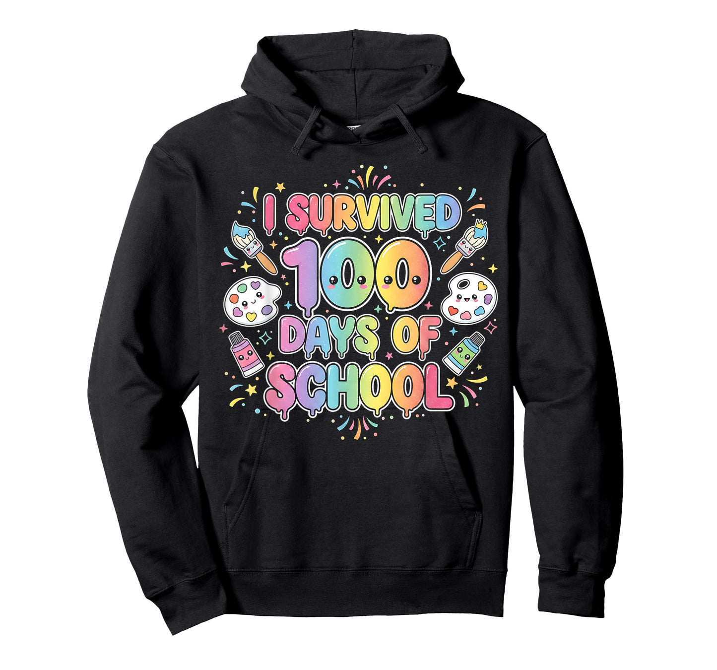 Cute I Survived 100 Days of School Art Teacher Kawaii Paint T-Shirt