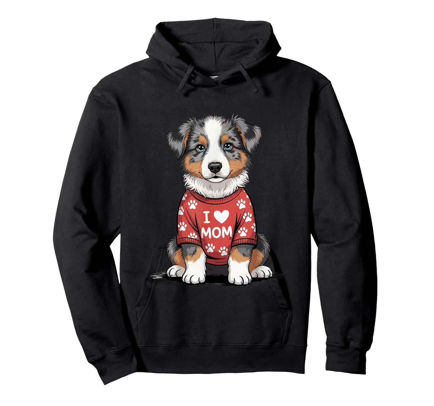 Womens I Love Mom Australian Shepherd T-Shirt Aussie Dog Mom T-Shirt