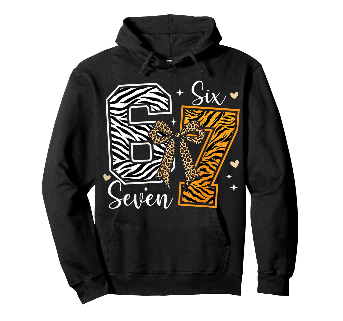 Girls Animal Print Clothes Six Seven Kids 67 Meme Zoo T-Shirt