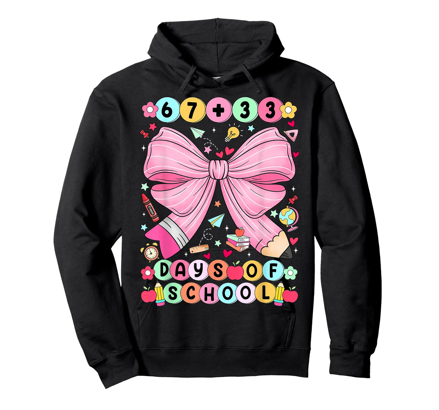 67 + 33 Days of School Coquette Bracelet 100 Days of School T-Shirt