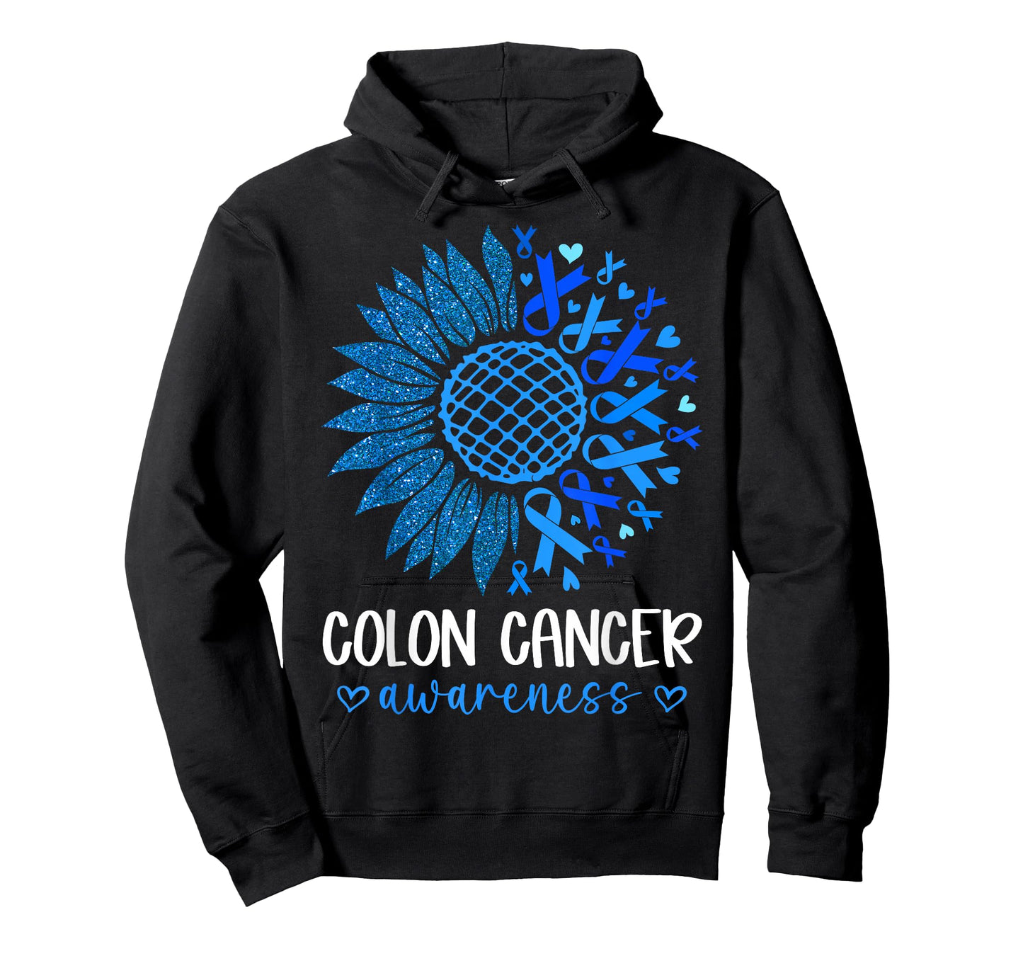 Blue Ribbon Sunflower Colorectal Colon Cancer Awareness T-Shirt