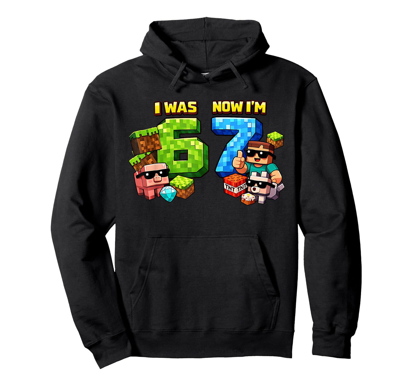 I was 6 Now I'm 7 Pixel Game Art 67 Meme Kids Birthday Party T-Shirt