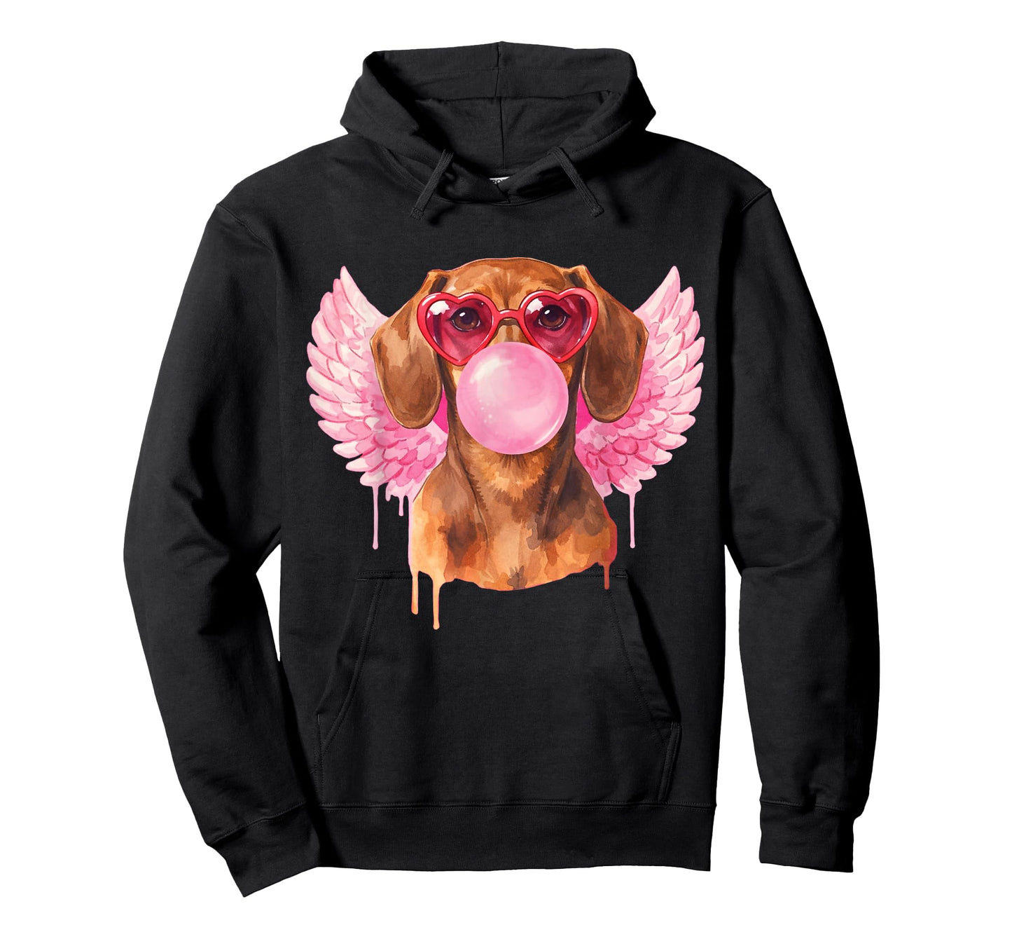 Retro Cupid Valentine Dog Love Hearts Cute Dachshund T-Shirt