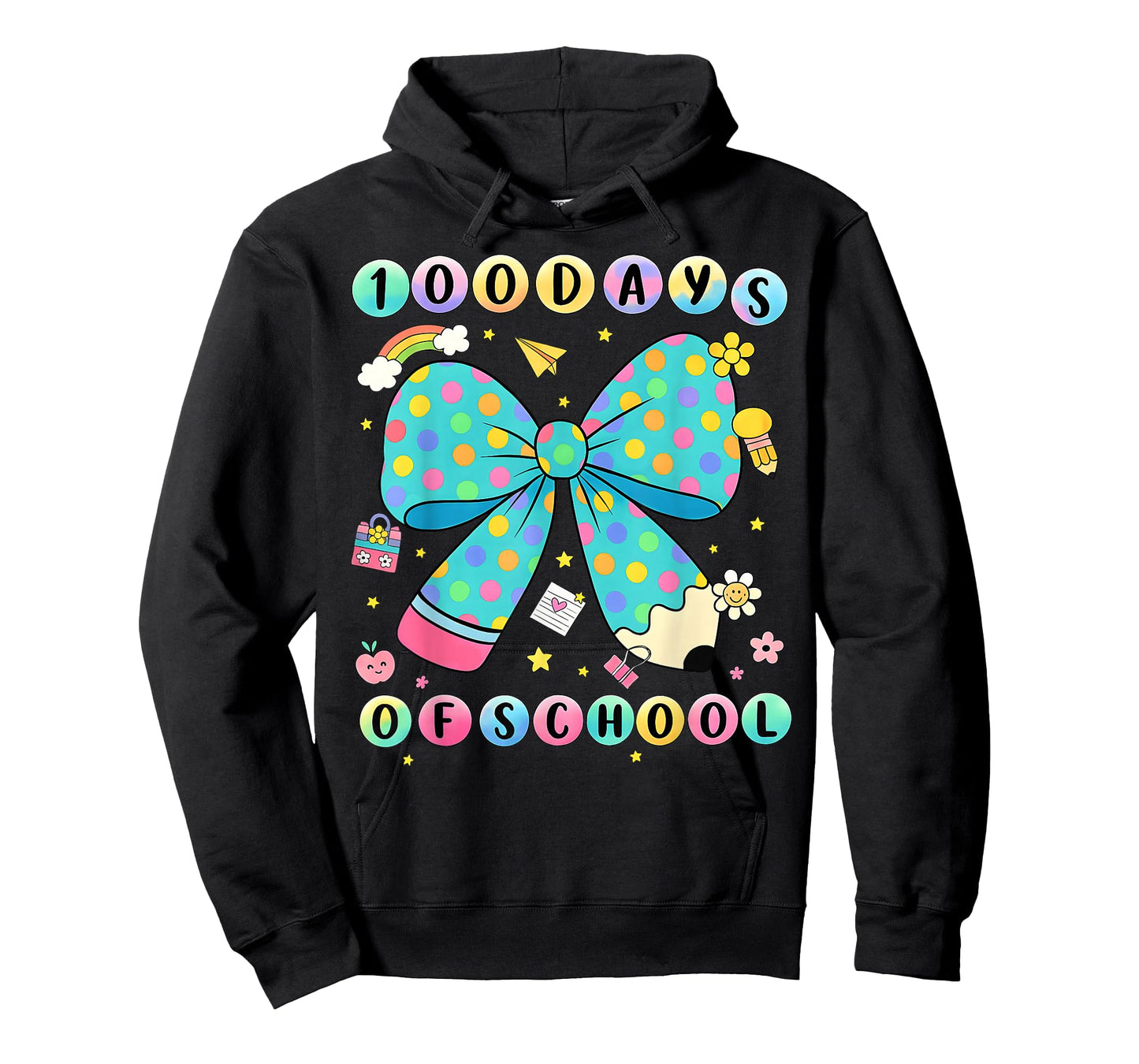 100th Day of School Pencil Dot Coquette Bow Teacher Girls T-Shirt