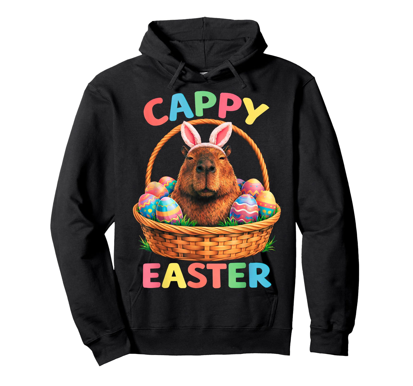 Funny Cappy Easter Capybara Bunny with Eggs Spring Humo T-Shirt