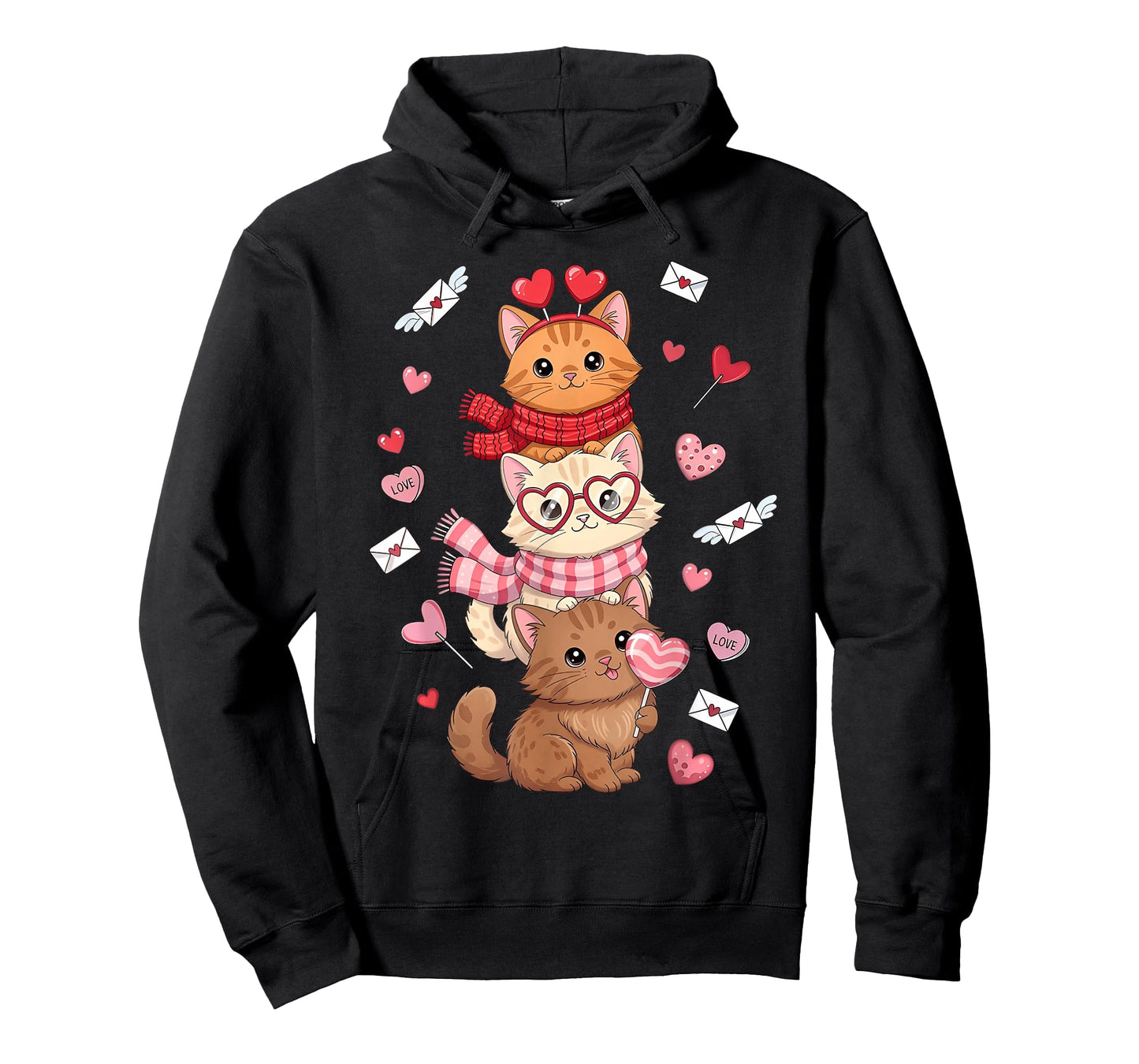 Valentine Cute Cats Lover Hearts Love Letters Girls Kids T-Shirt