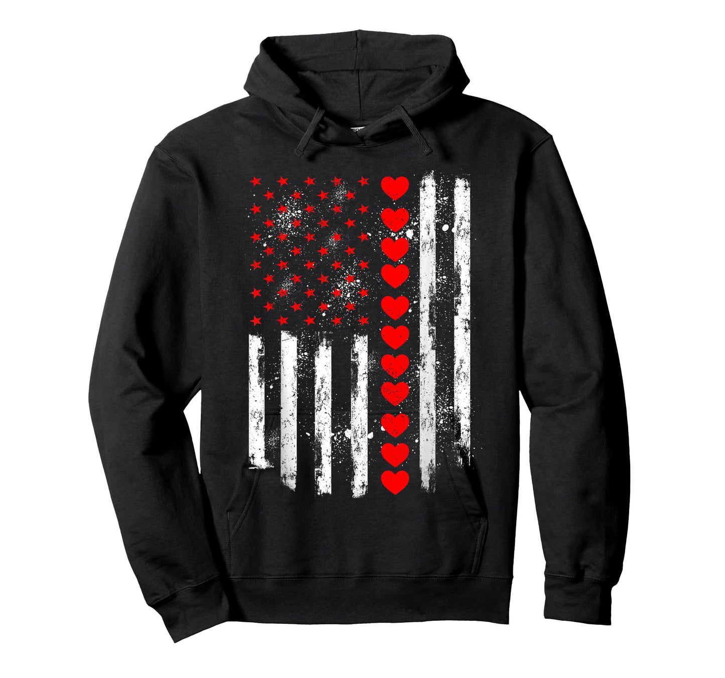 Retro Love Heart Graphic USA American Flag Valentine Men T-Shirt