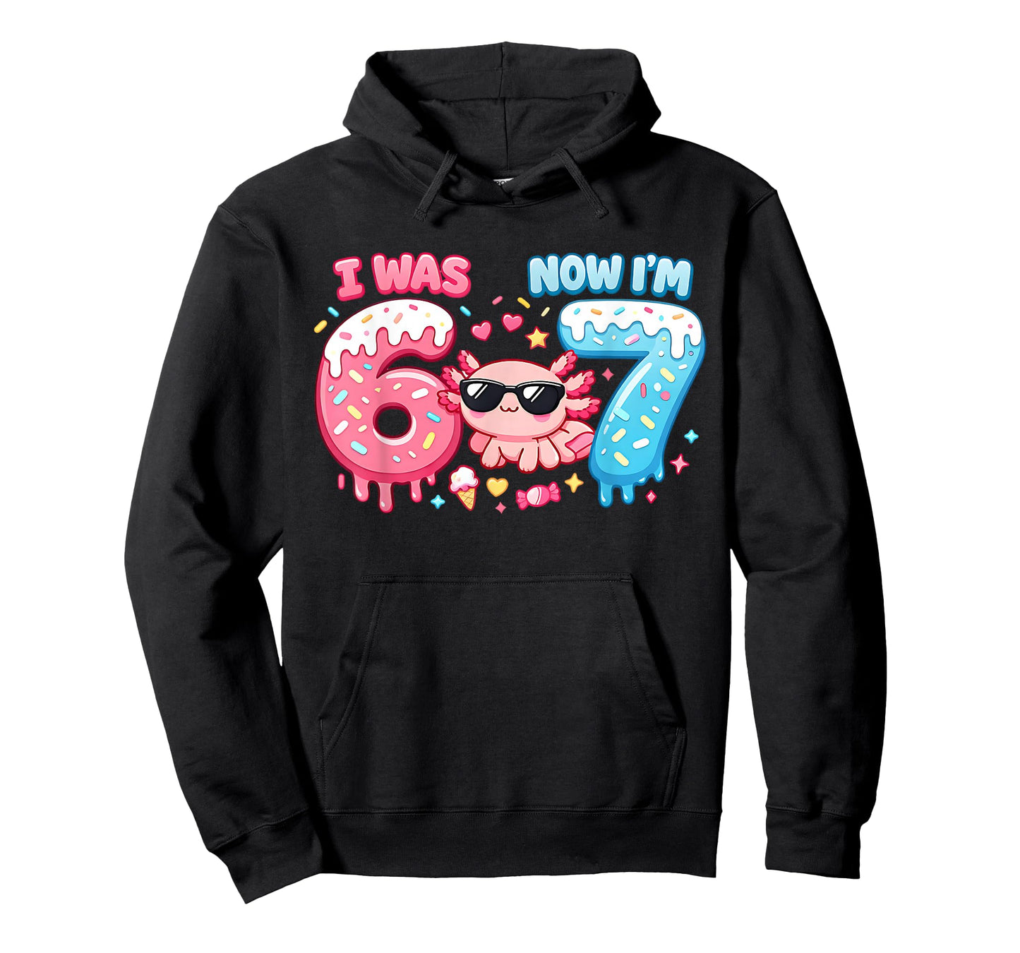 I was Six Now I'm Seven 6 7 Axolotl 67 Meme 7th Birthday T-Shirt