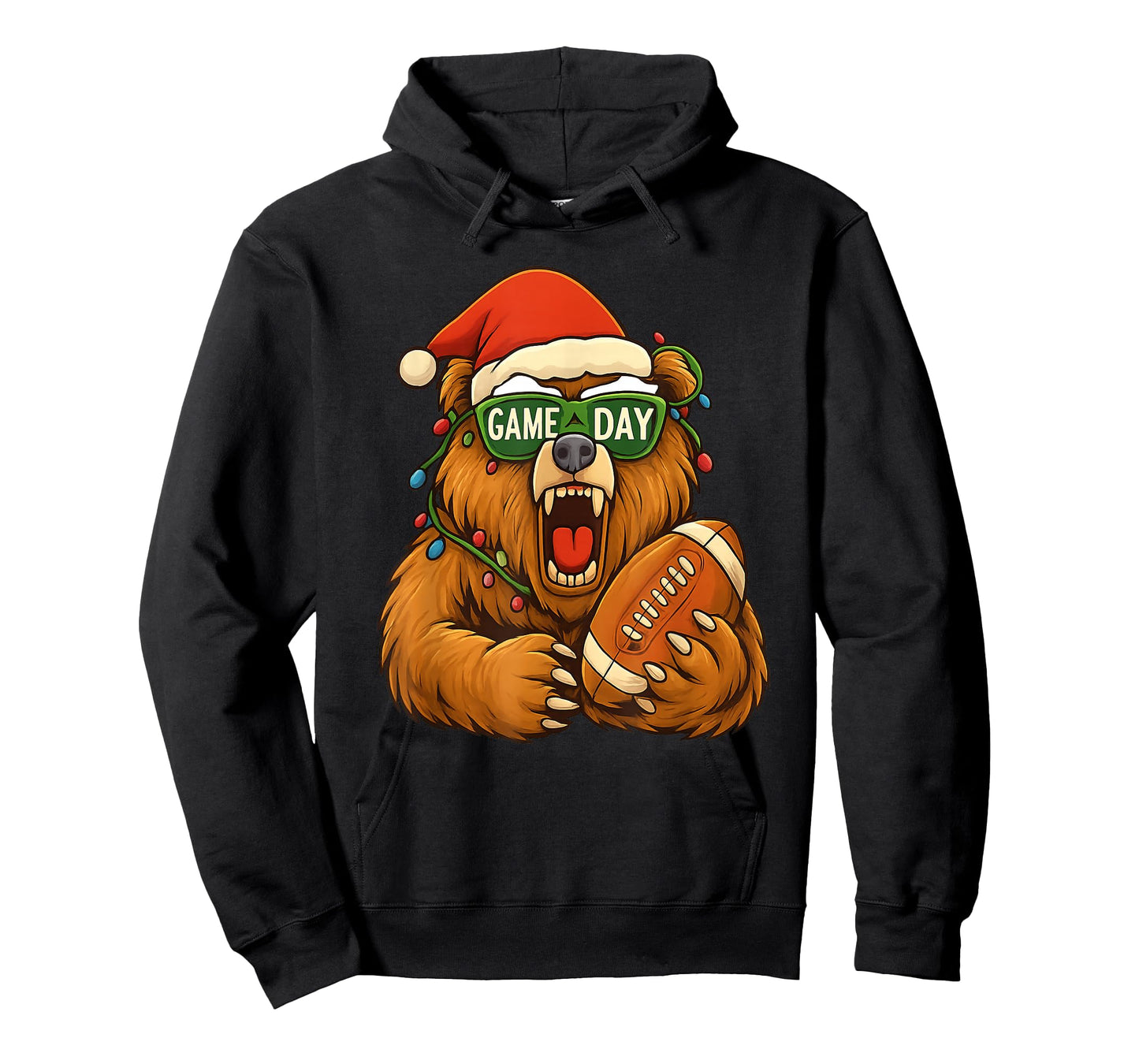Funny Football Bear Christmas Game Day Shirt Vintage Fans T-Shirt