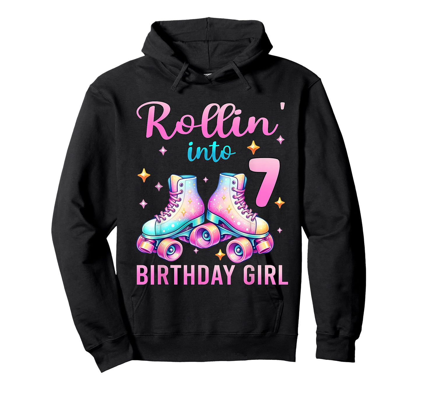 Rollin' Into 7 Roller Skate 7th Birthday Girl Roller Skating T-Shirt