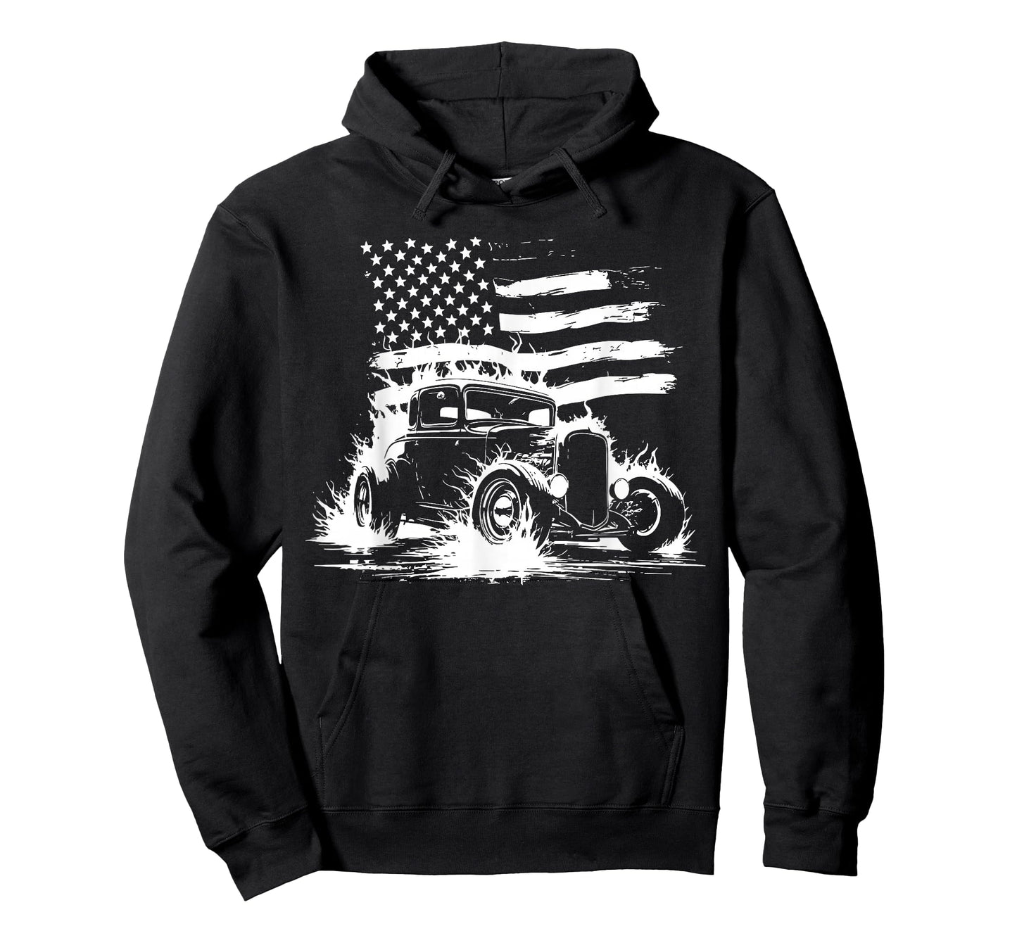 1932 Deuce Coupe Classic Front Corner Shot American Flag T-Shirt