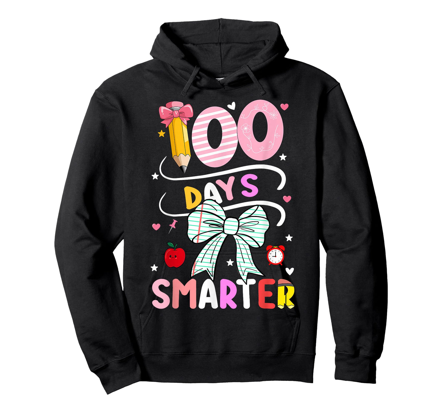 100 Days of School 100 Days Smarter Coquette Bow Girls Women T-Shirt