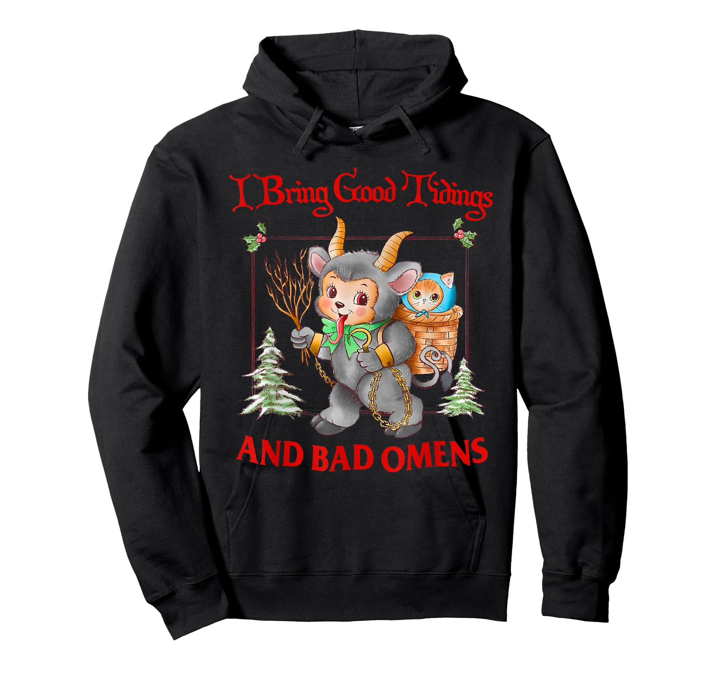 I Bring Good Tidings and Bad Omens Krampus Cat Yule cat Meme T-Shirt