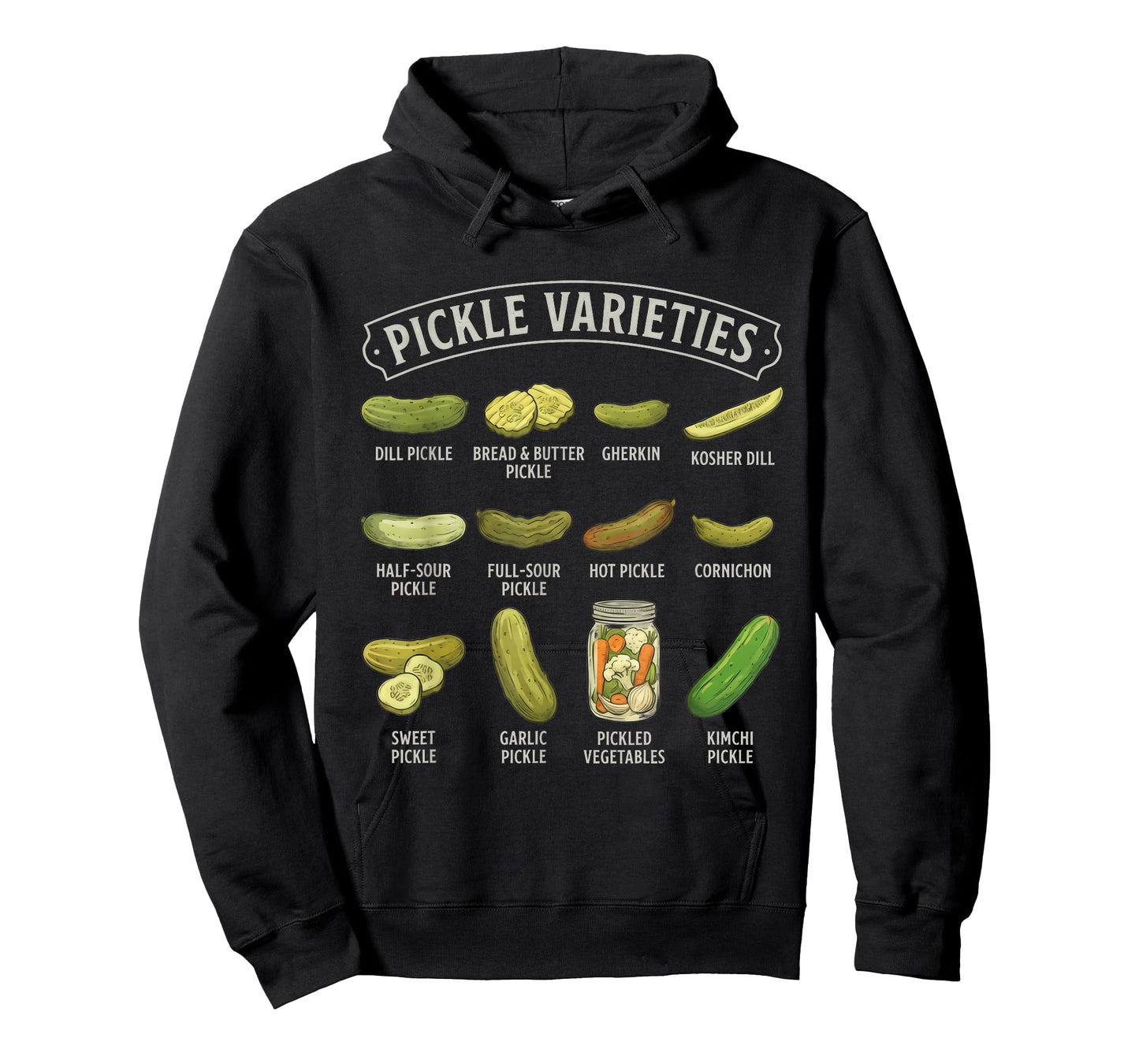 Types of Pickles Varieties Funny Pickle Lover Pickling Adult T-Shirt