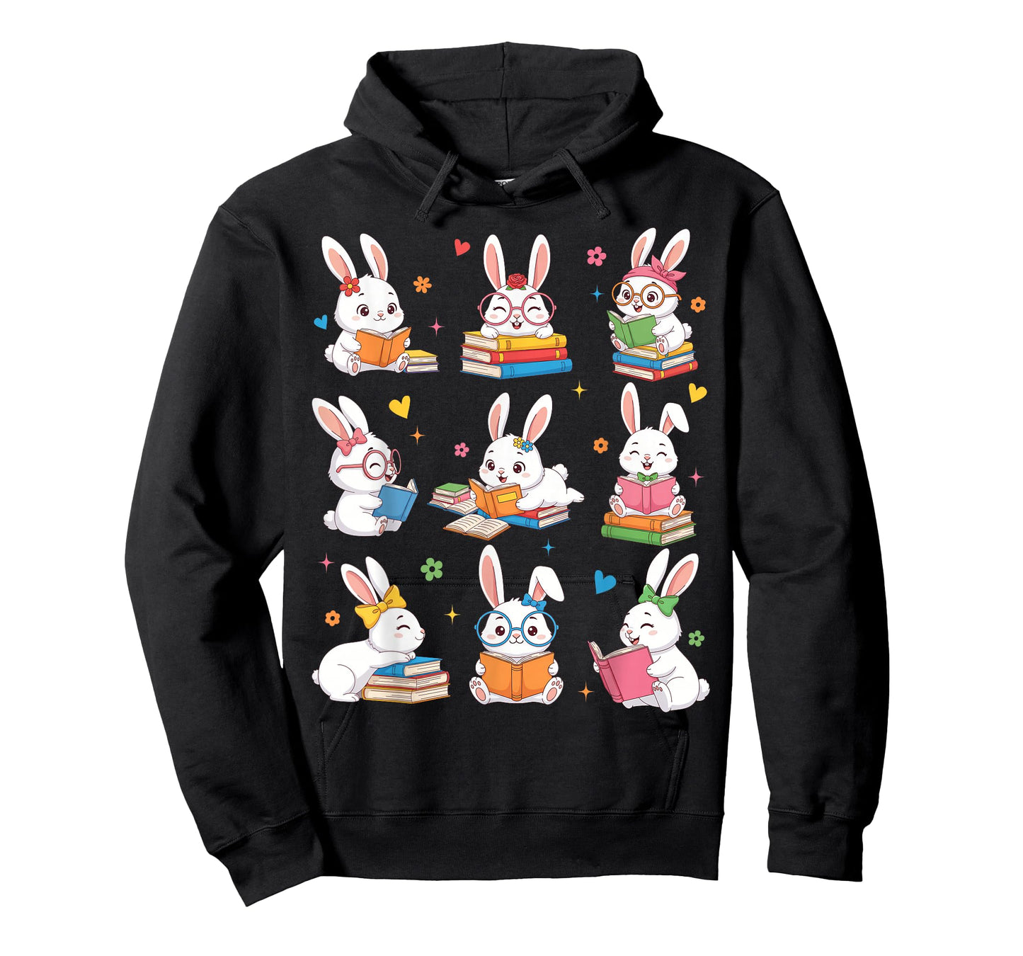 Easter Teacher Cute Bunny Reading Books Bookworm Women Girl T-Shirt