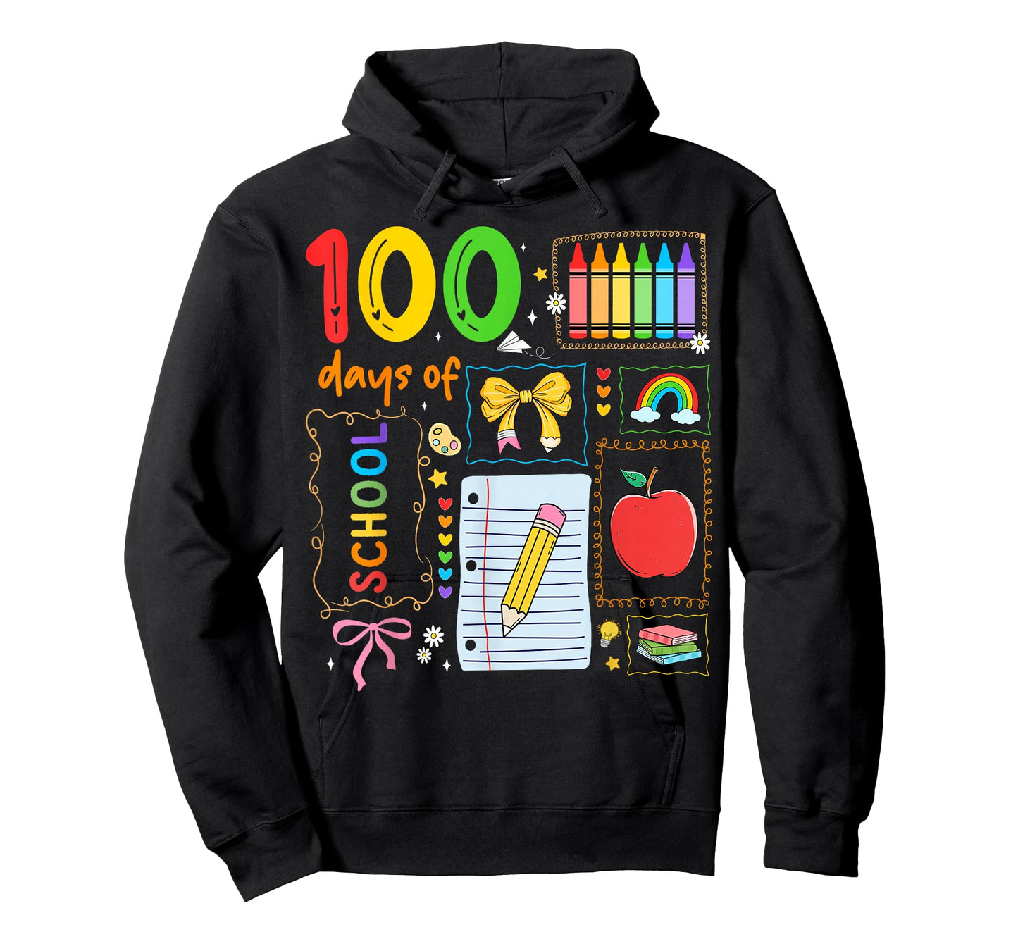 100 Days of School Doodles 100th Day of School Boys Girls T-Shirt