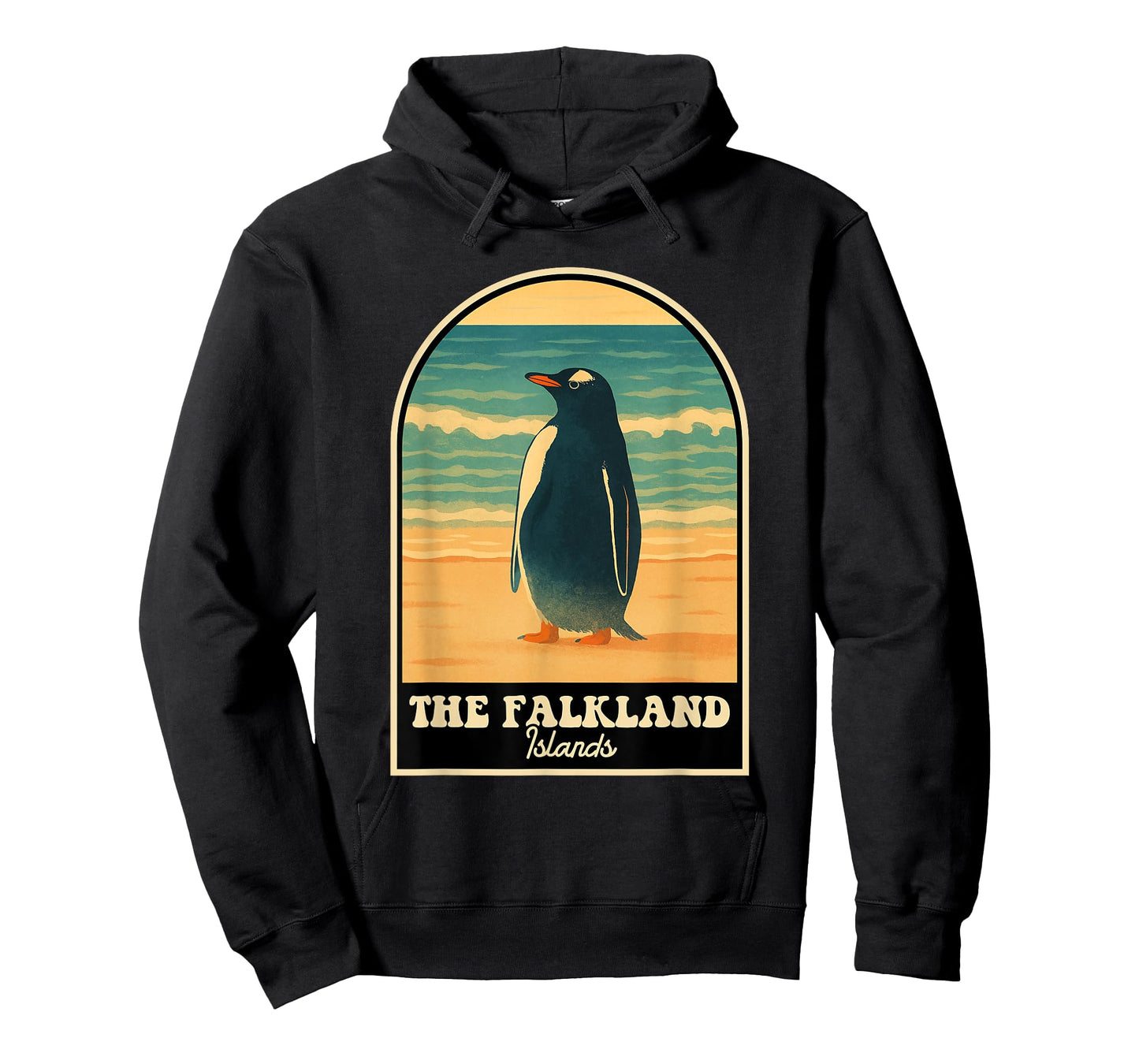 Falkland Islands Vintage Travel Design with Penguin Illustra T-Shirt