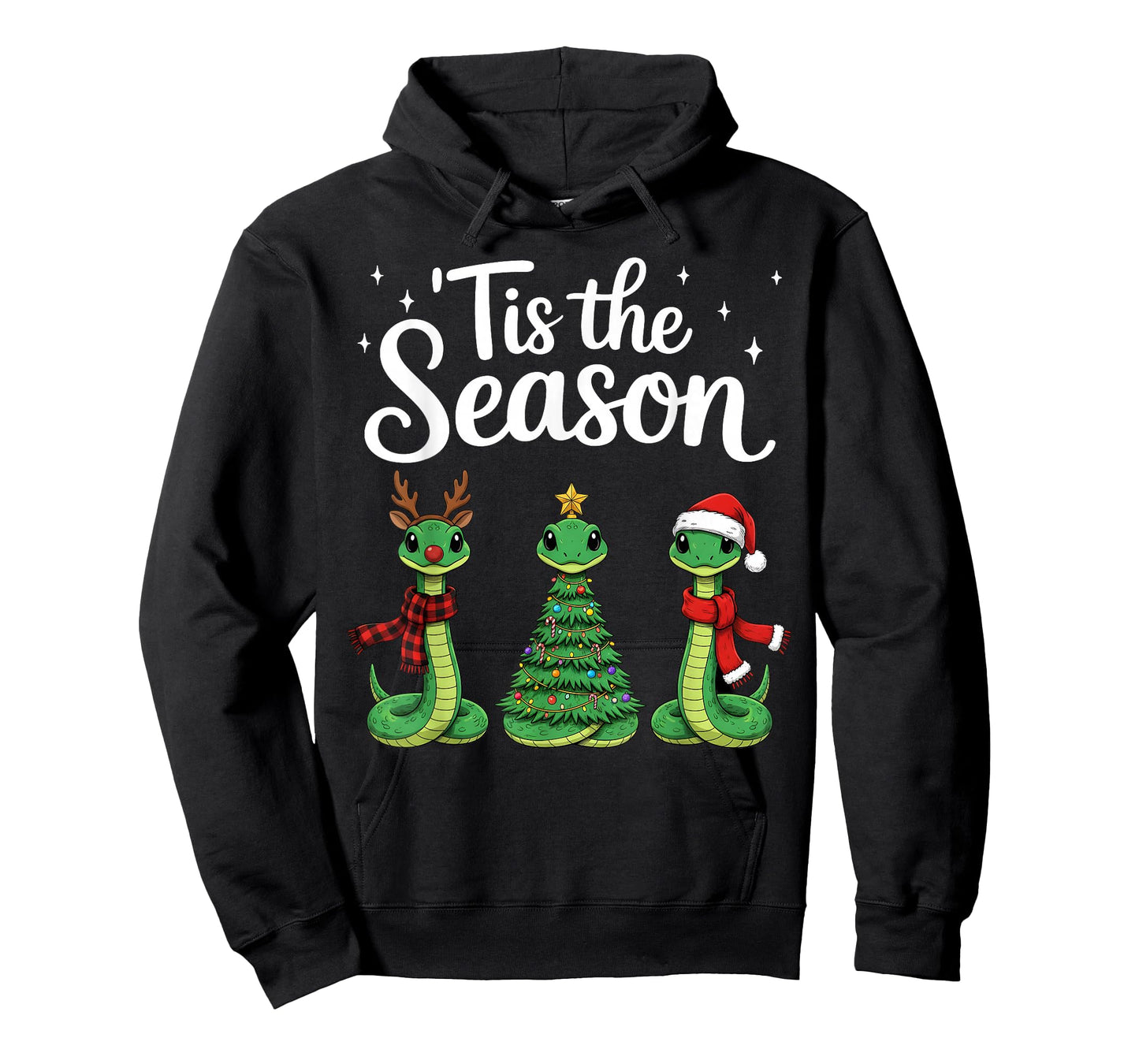 Tis The Season Green Snake Christmas Santa T-Shirt