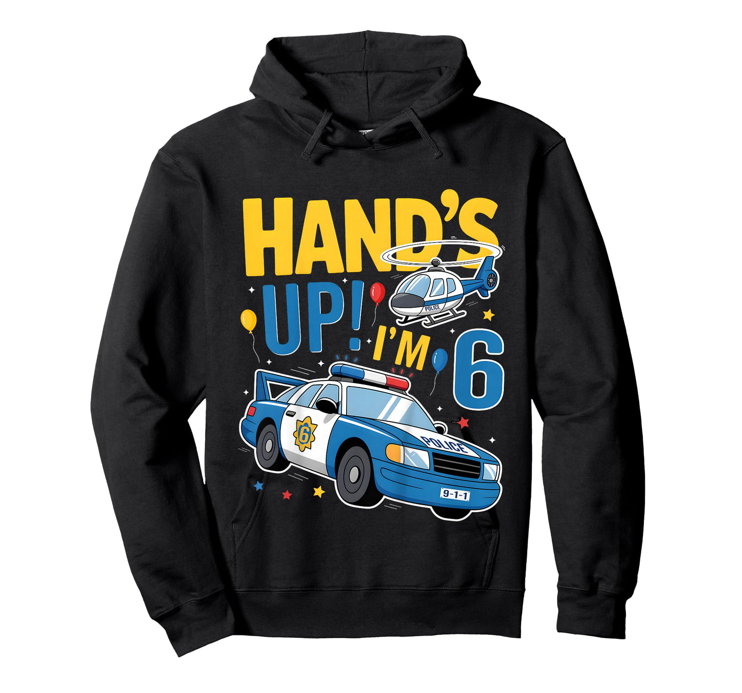 Police 6th Birthday Boy Girl 6 Year Old Policeman Police Car T-Shirt