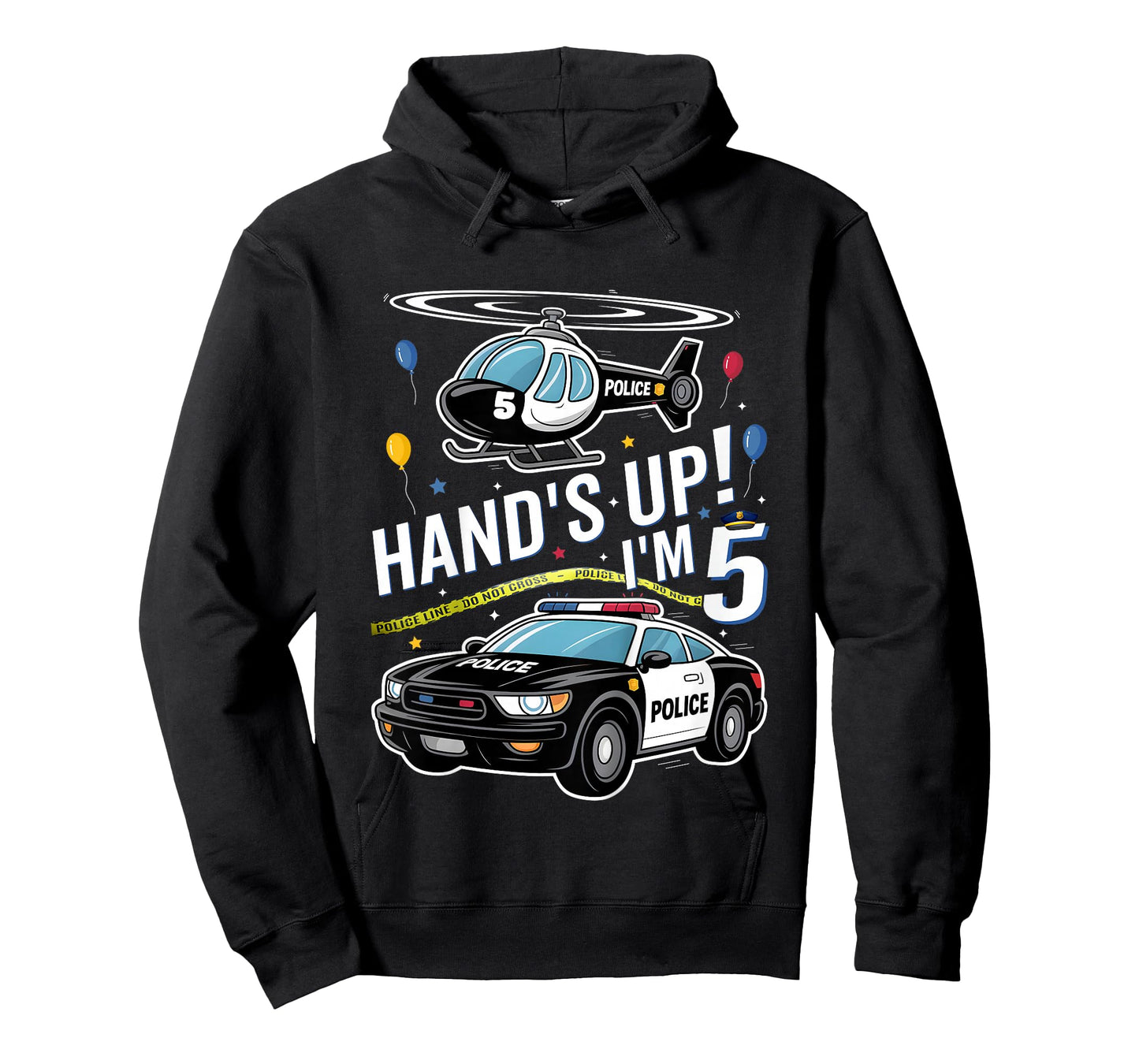 Police 5th Birthday Boy Girl 5 Year Old Policeman Police Car T-Shirt