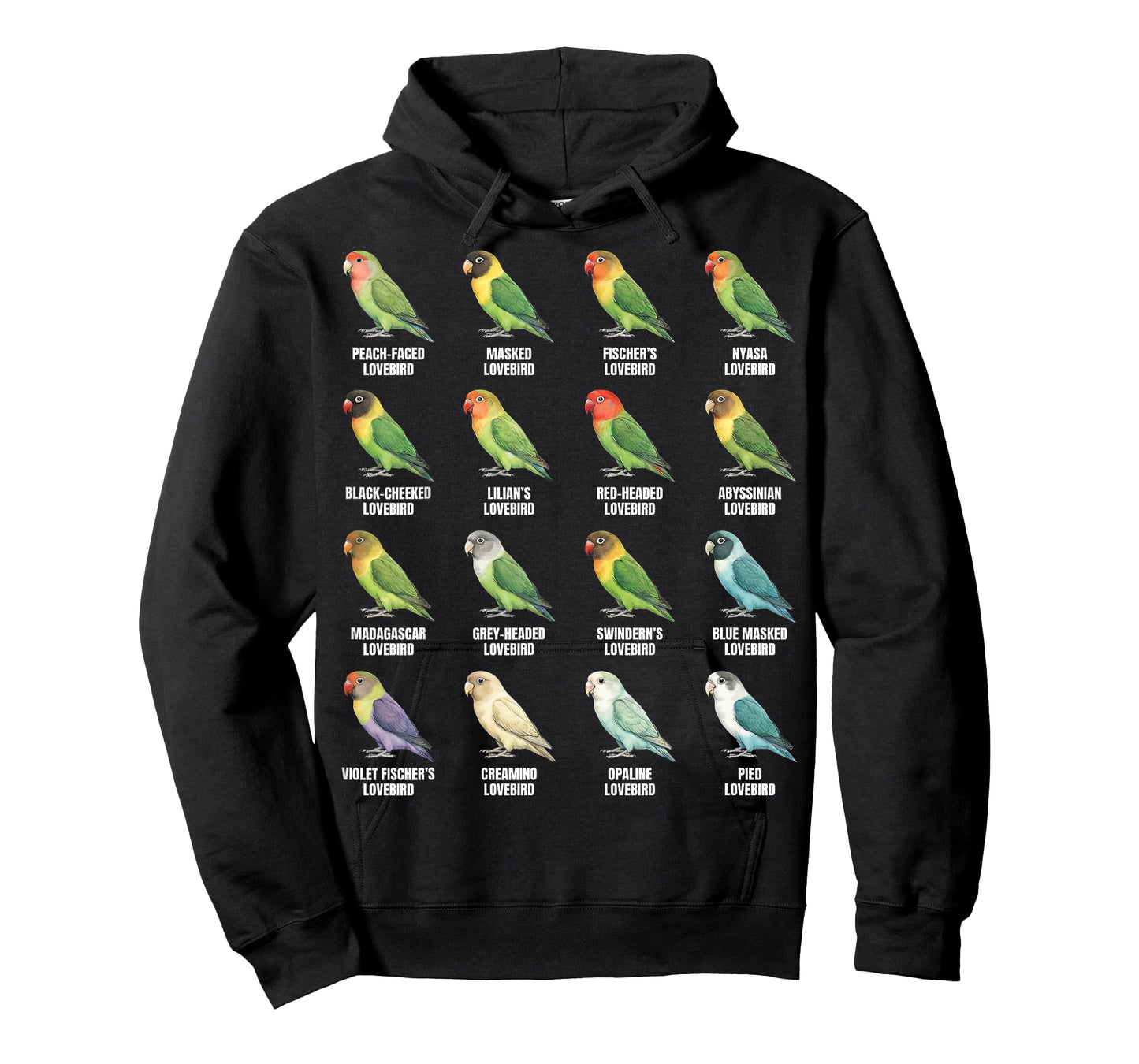 Types of Lovebirds Species Identification Chart Ornithology T-Shirt