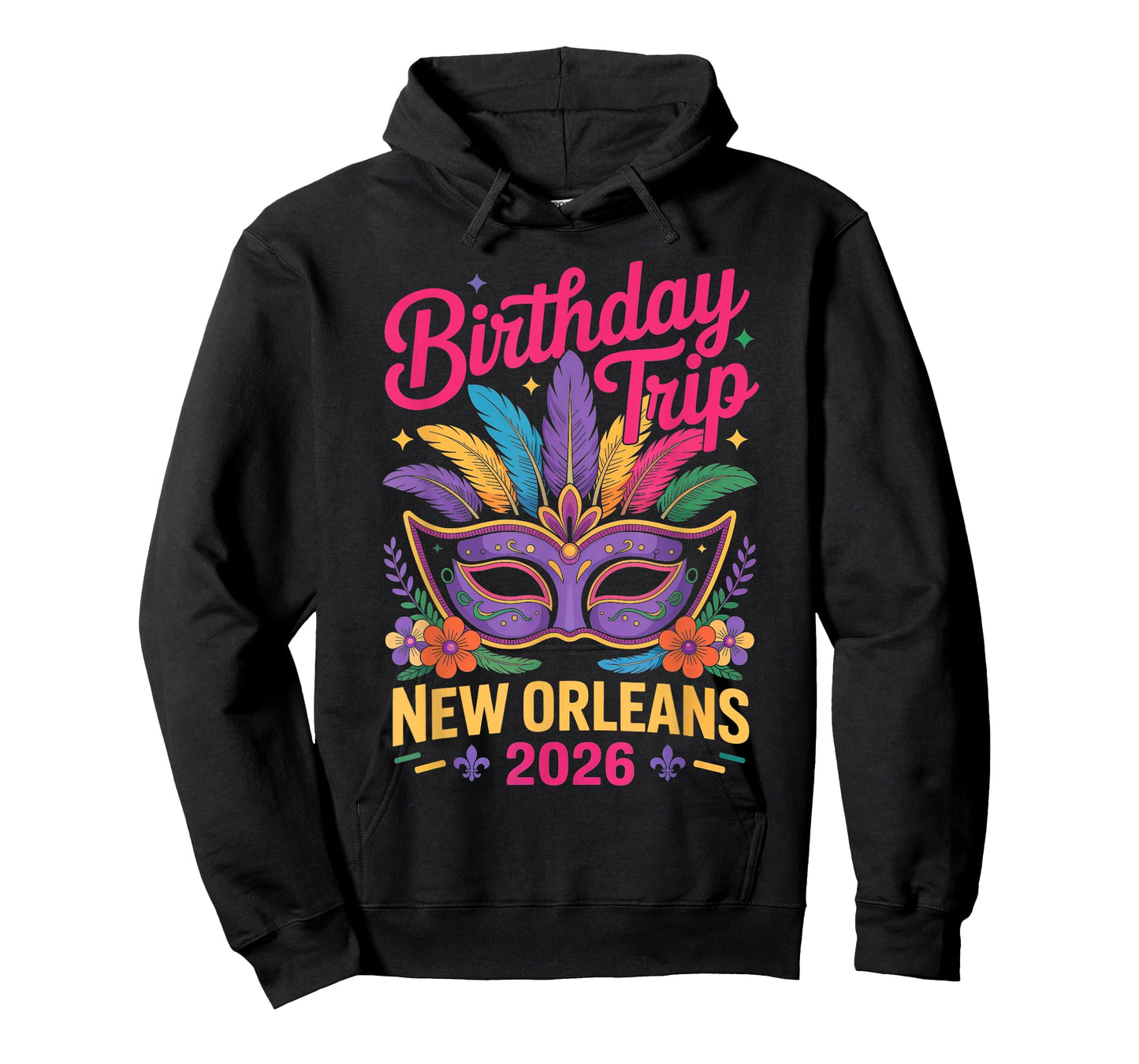 Birthday Trip New Orleans 2026 Matching Mardi Gras Mask Crew T-Shirt