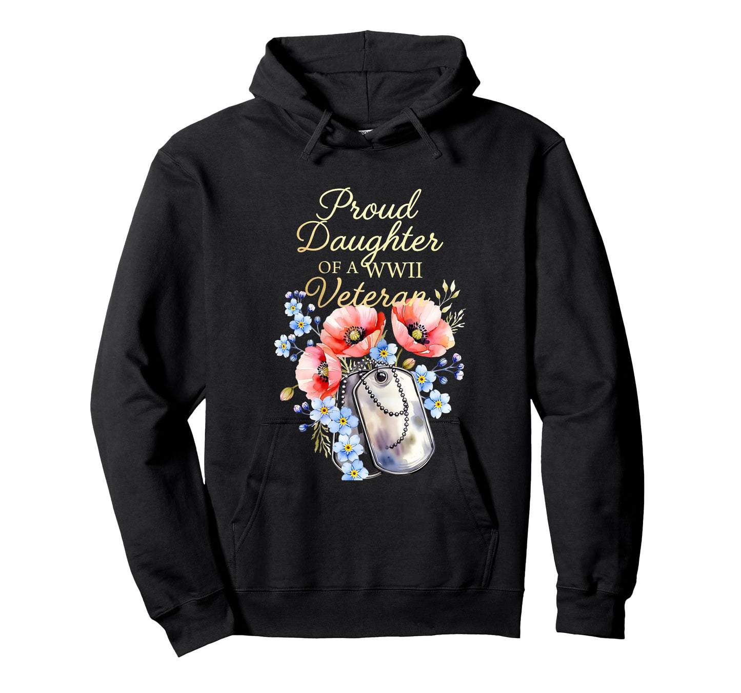 Proud Daughter of a WWII Veteran Floral Patriotic Family T-Shirt