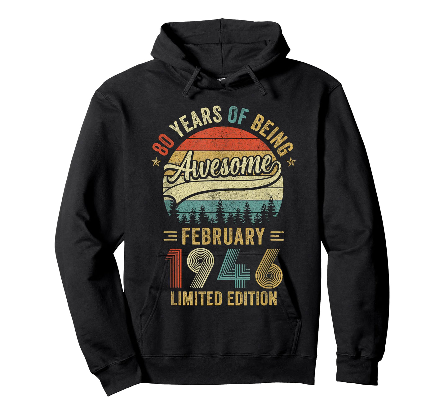 Vintage February 1946 Old 80Th Birthday Men Women T-Shirt