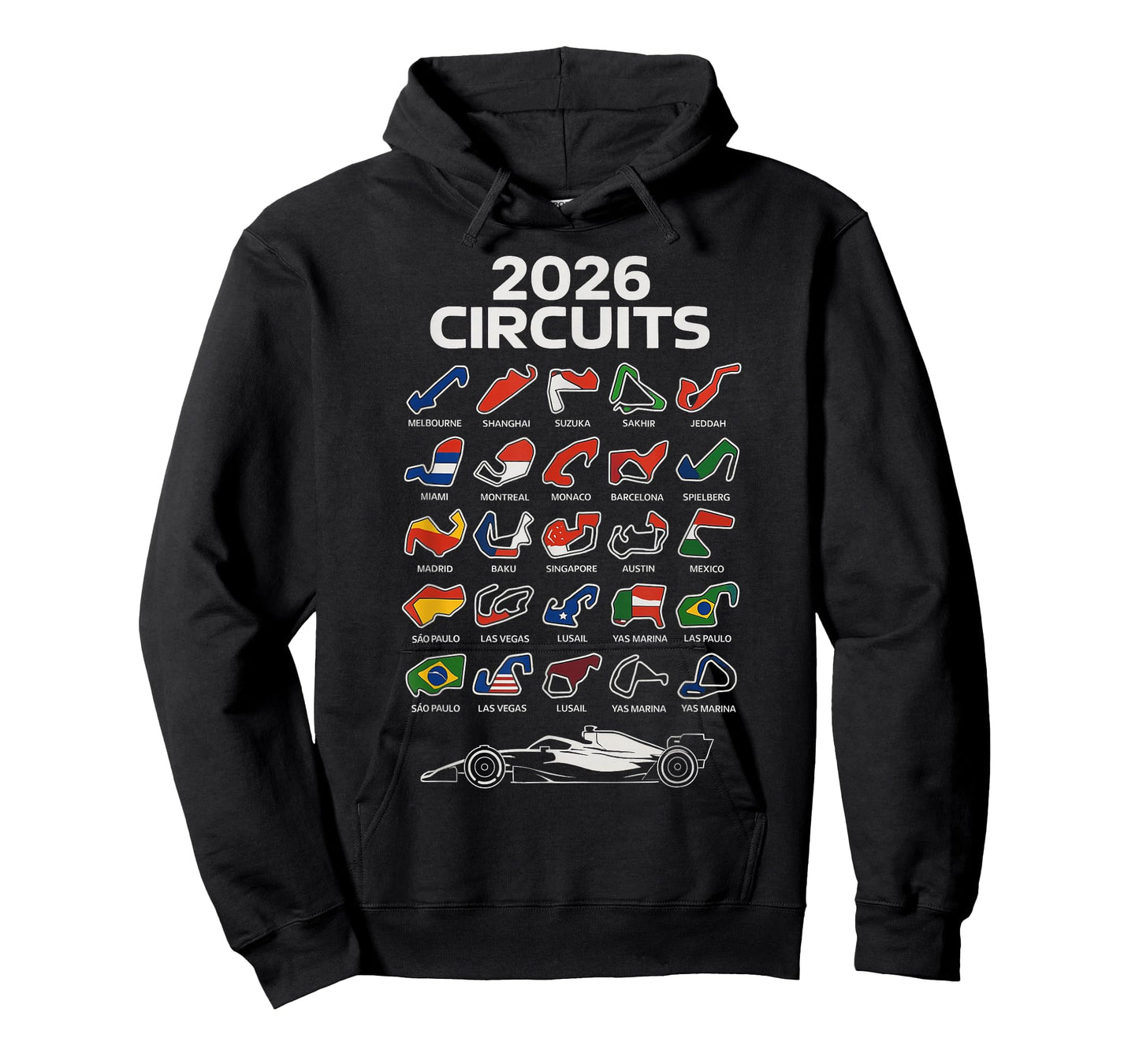 2026 Calendar Circuit Racing Car Silhouette T-Shirt