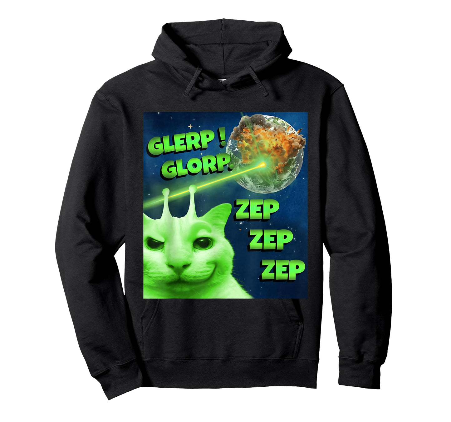 Glerp Glorp Funny Alien Cat Brainrot Gen Z Alpha Slang Meme T-Shirt