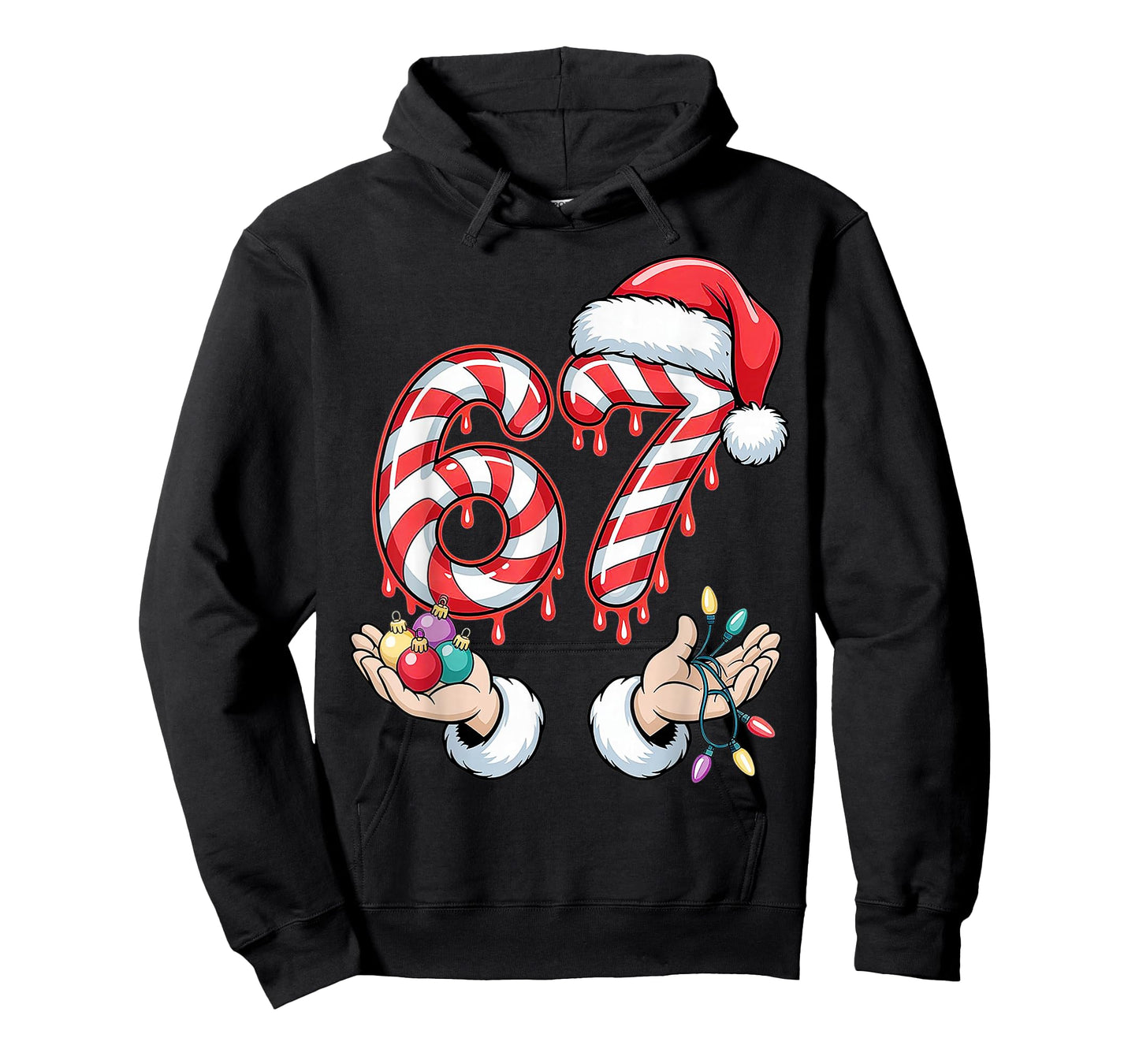 Funny Six Seven 67 Christmas Candy Cane Festive Holiday Fun T-Shirt