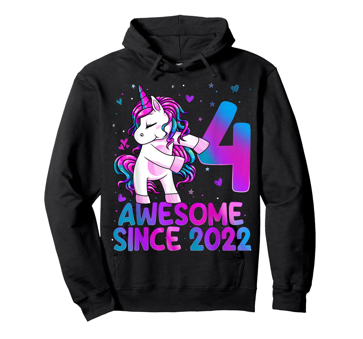 4 Year Old Girl Awesome Since 2022 Unicorn 4th Birthday Girl T-Shirt