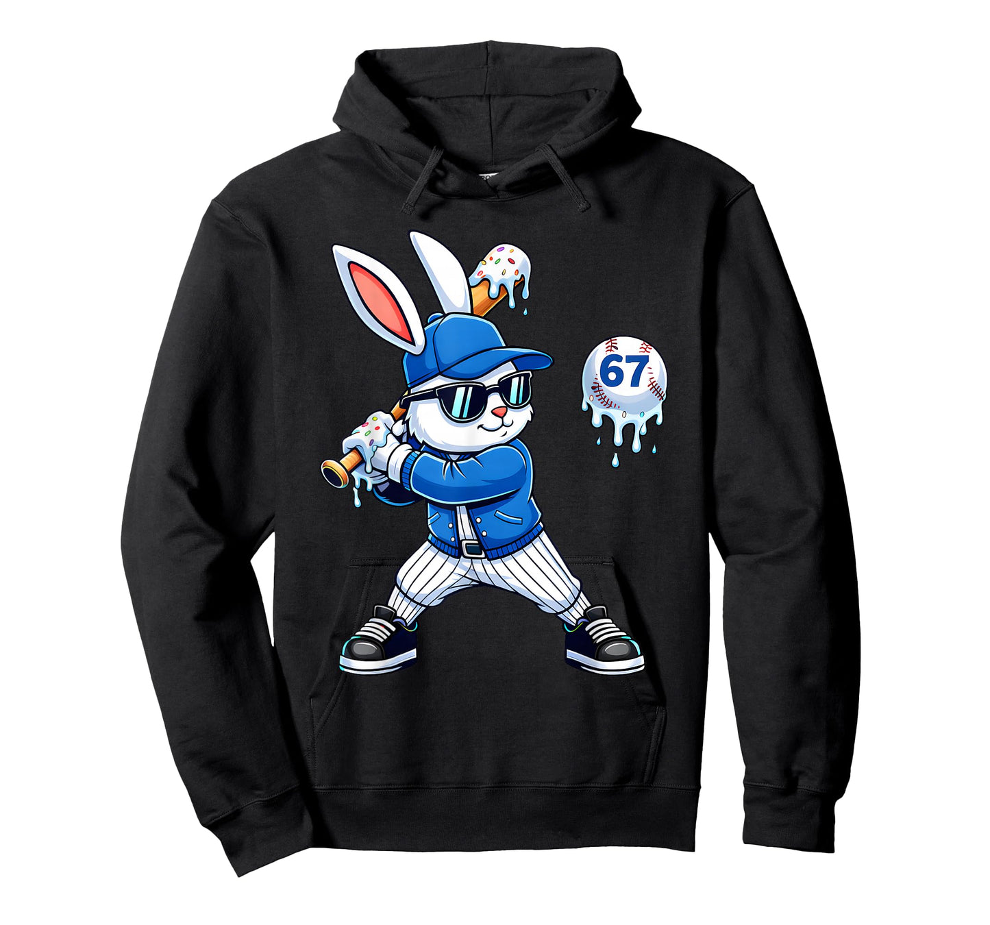 Funny Dripping Drip Baseball Rabbit Bunny Easter Men Boy Kid T-Shirt