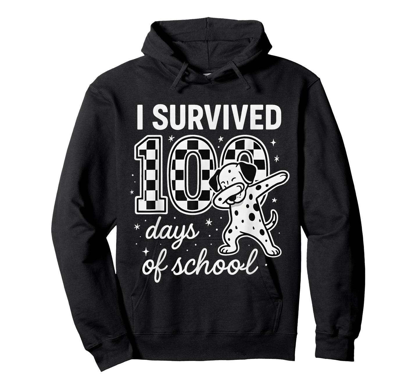 I Survived 100 Days of School Students Dabbing Dalmatian Dog T-Shirt