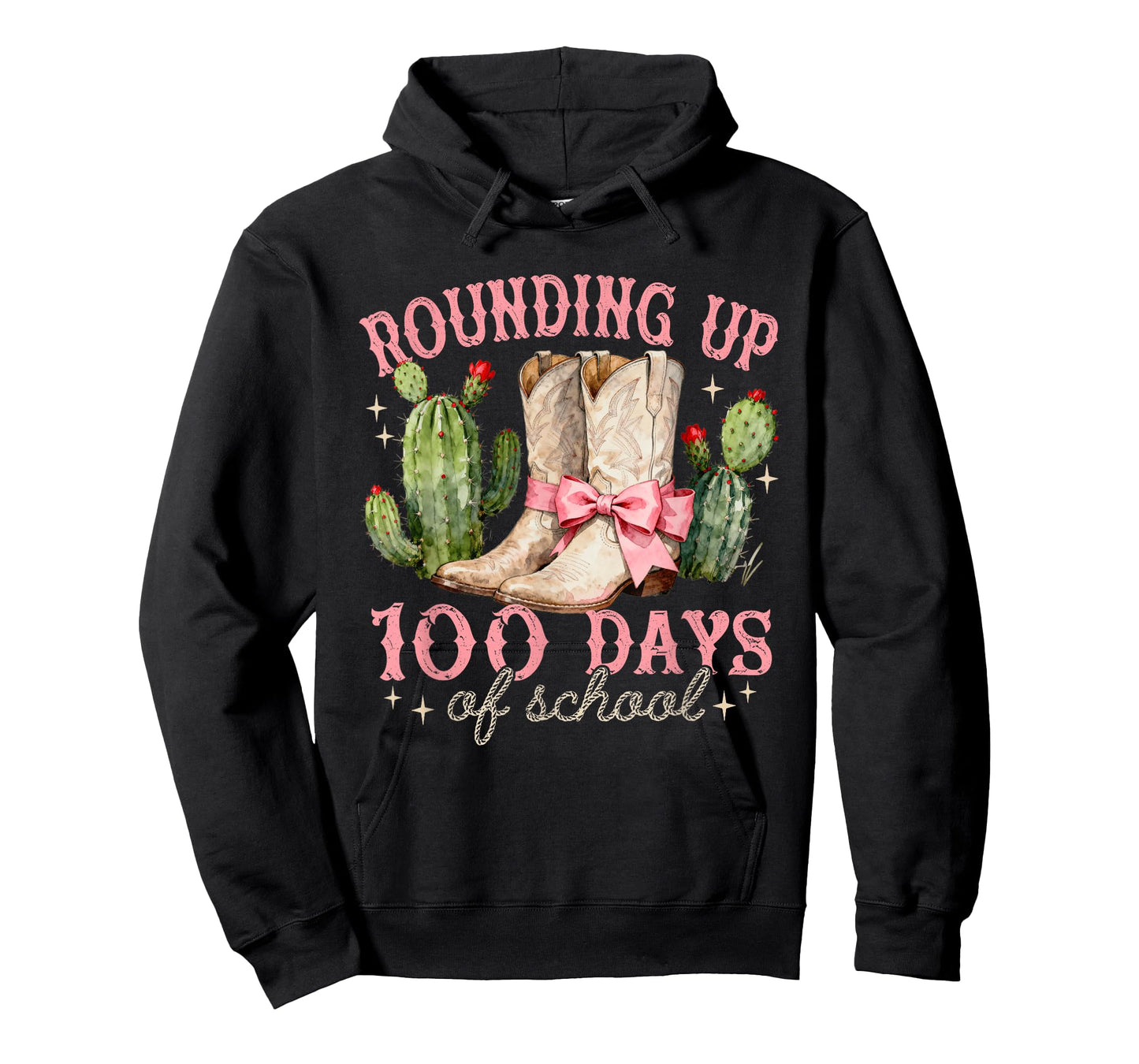 Rounding Up-100 Days of School Coquette Bow Cowgirl Boots T-Shirt